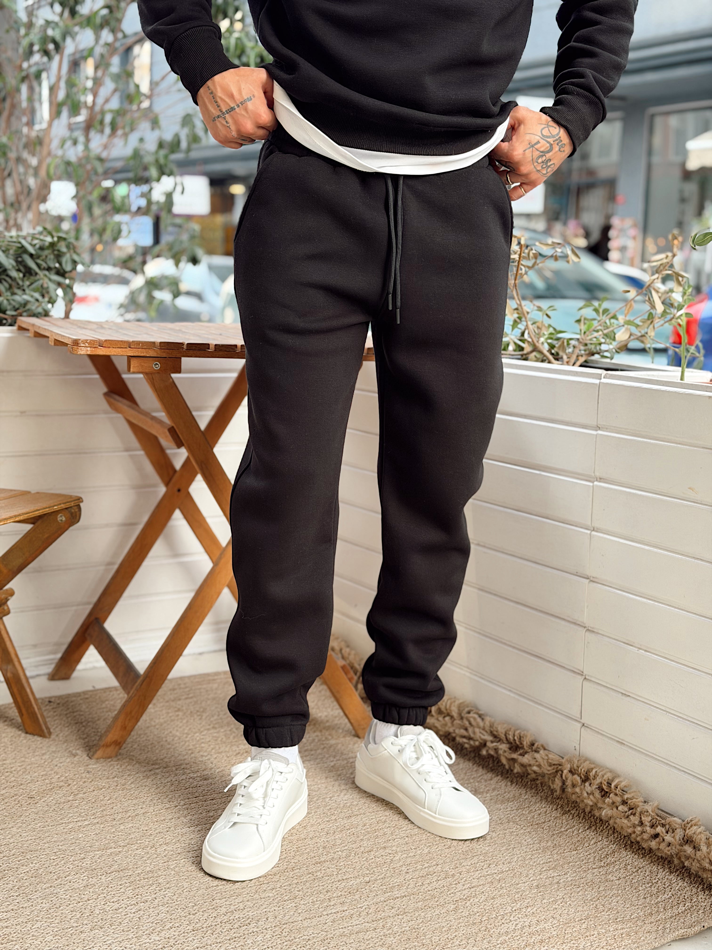 MT4120 - Şardonlu Yakası Fermuarlı Alt Üst Takım siyah