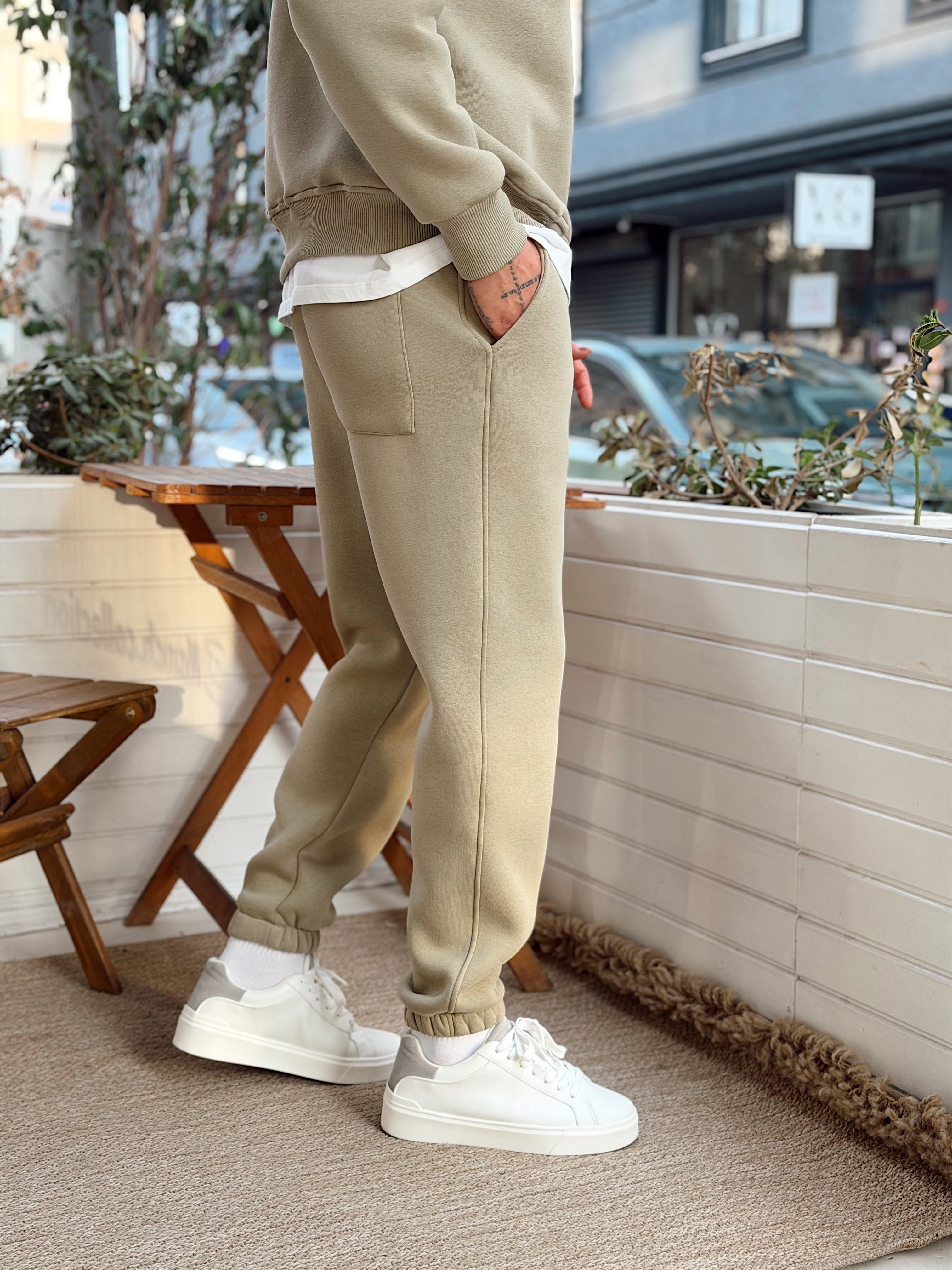 MT4120 - Şardonlu Yakası Fermuarlı Alt Üst Takım haki