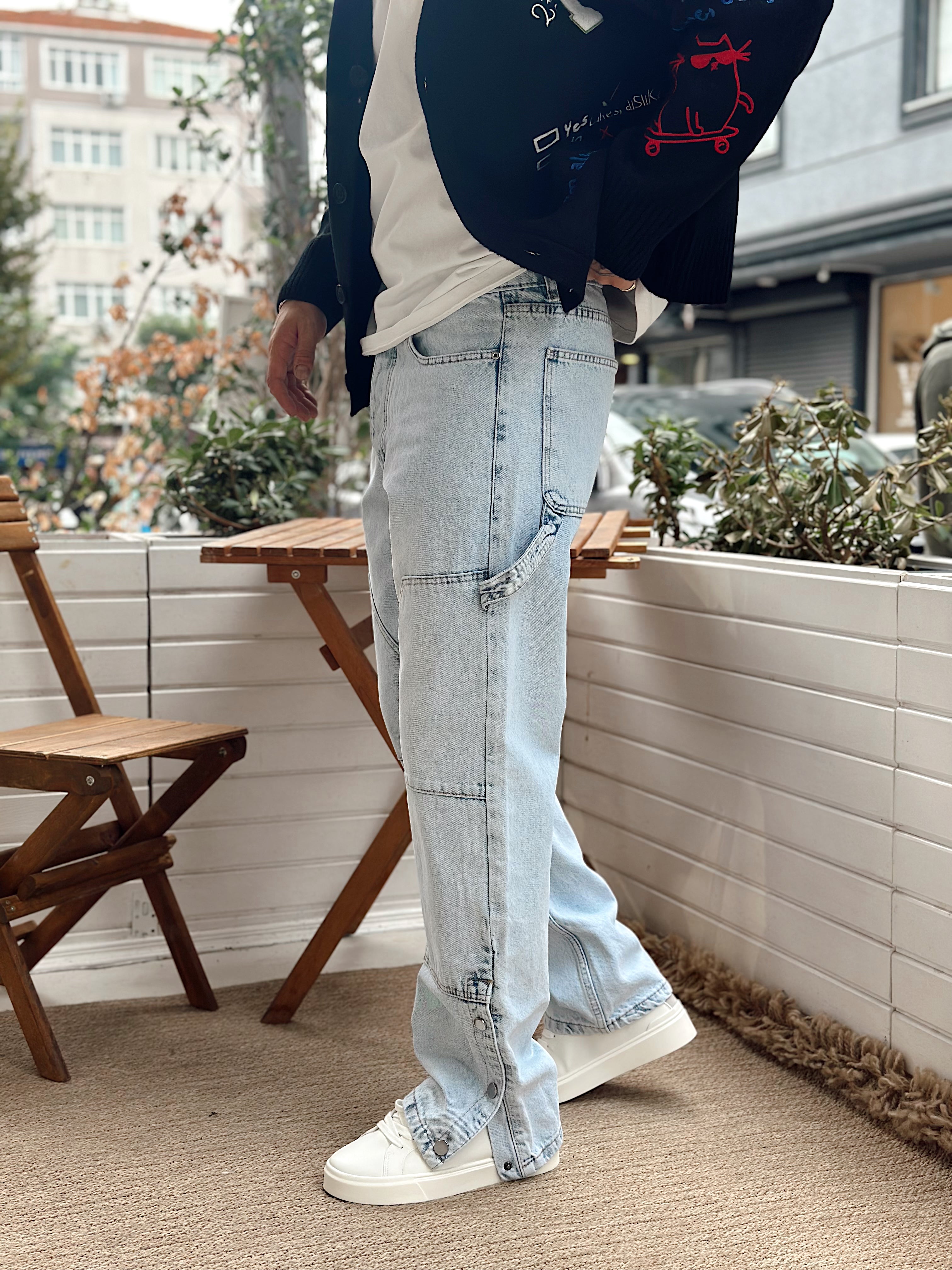 MP4096 - Paçası ÇıtÇıt Detaylı Regular Kot Pantolon buz