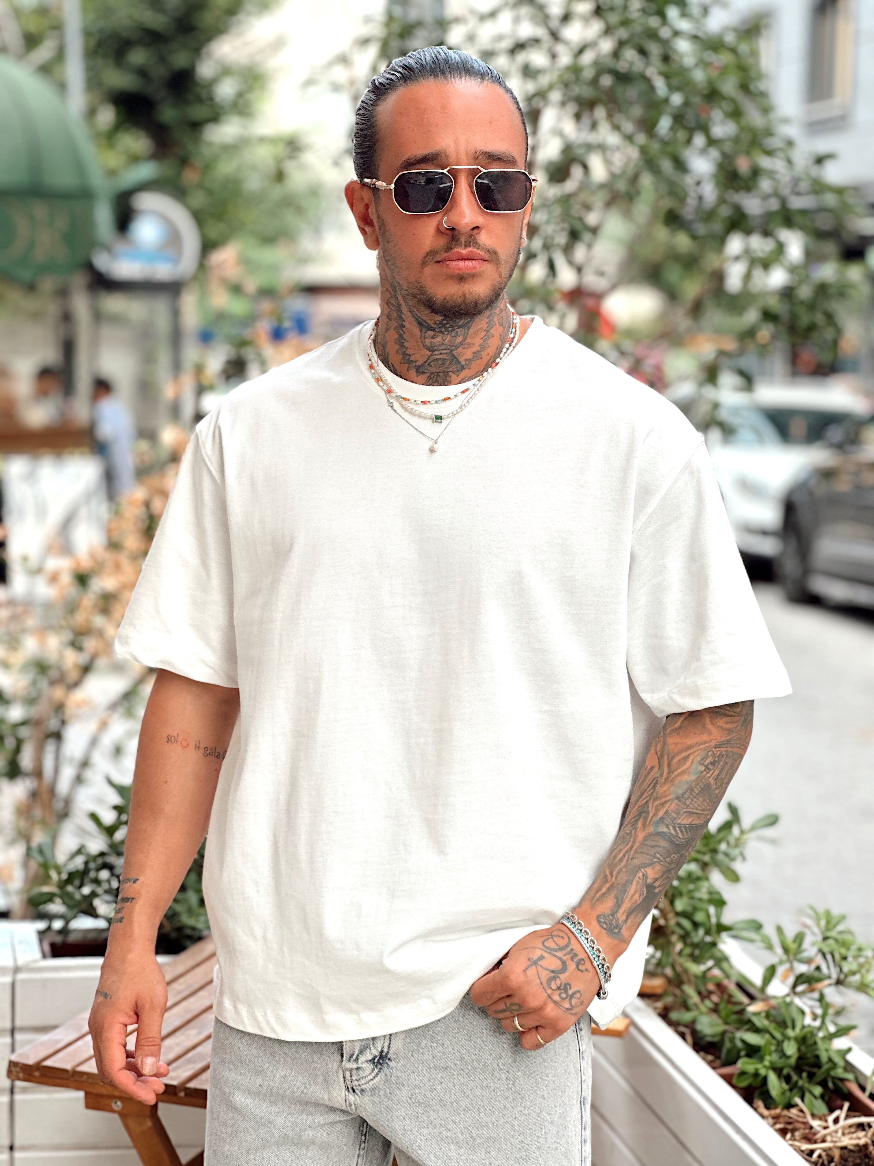 MT3224 - Oversize Basic T-Shirt Beyaz