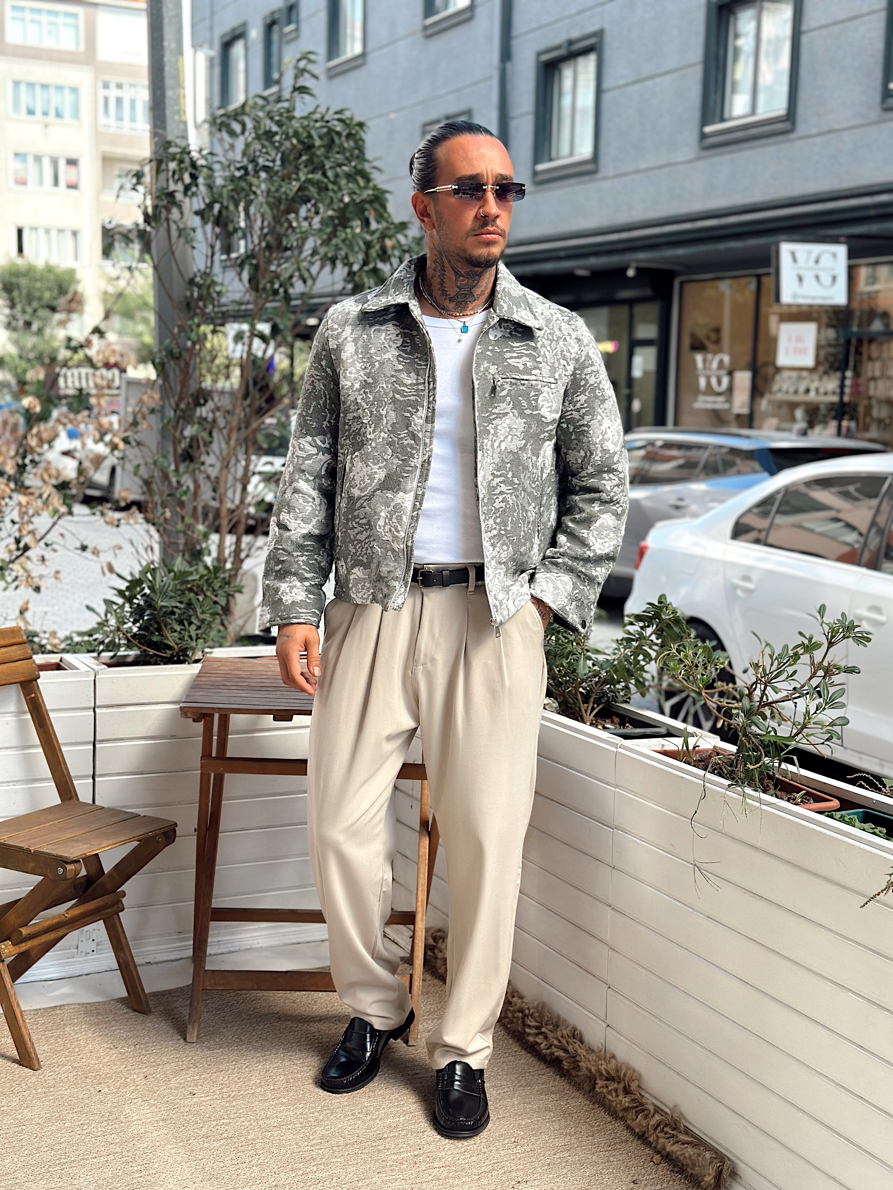 MC4027 - Çift Renk Tek Cepli Ceket Yeşil