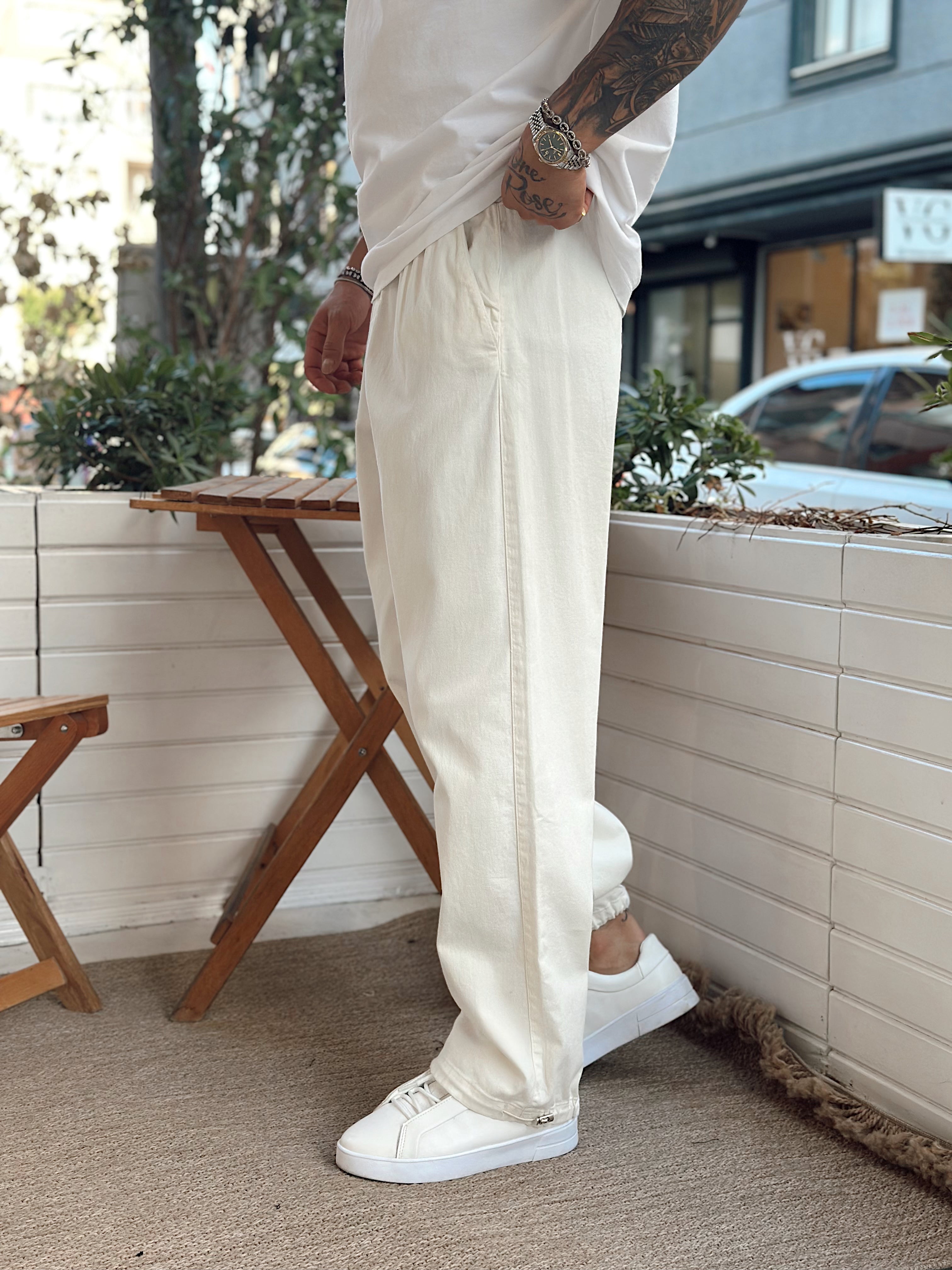 MP3053 - Paçası Ayarlanabilir Gabardin Pantolon krem