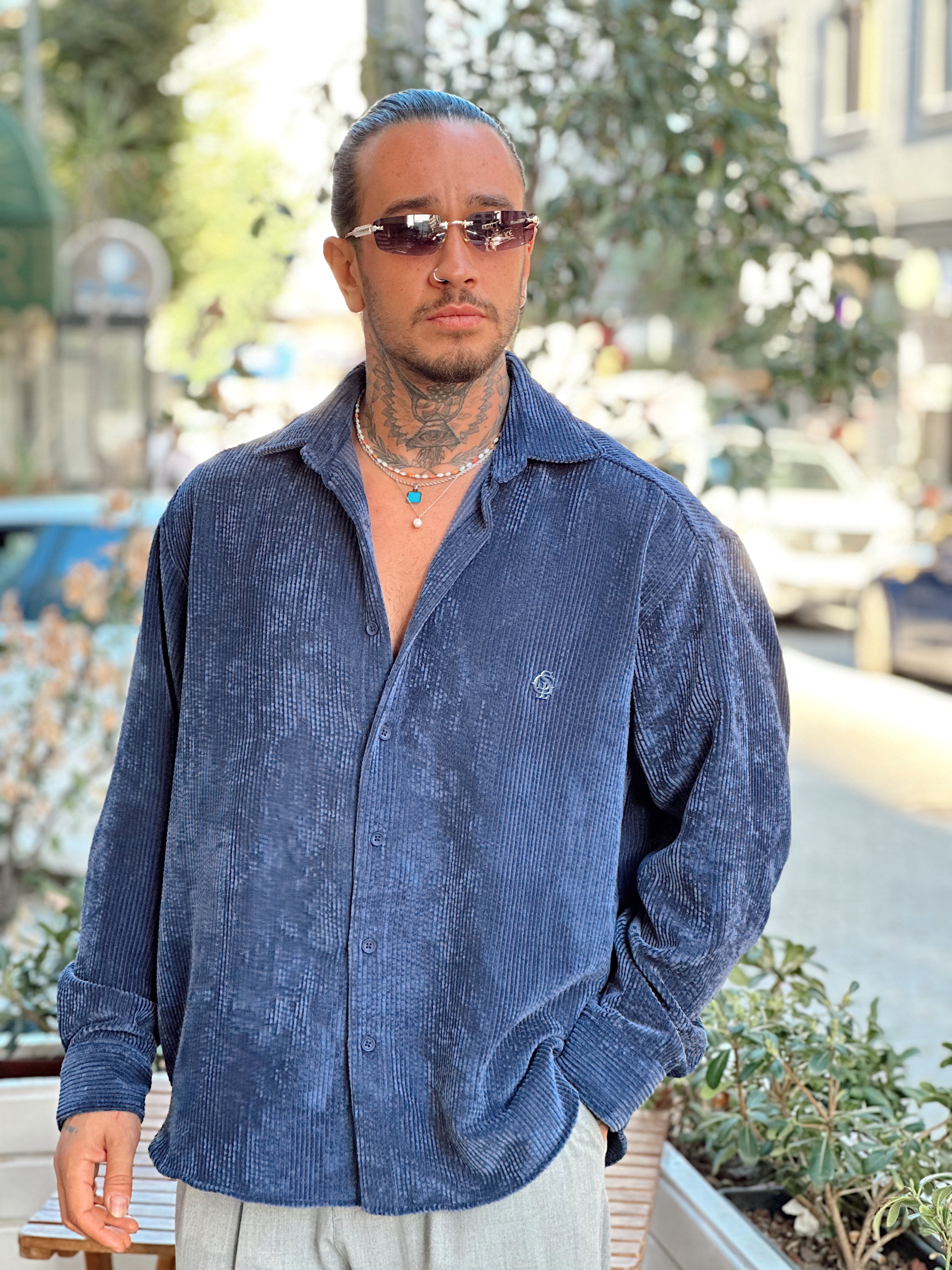 MG4003 - Oversize Basic Kadife Gömlek laci