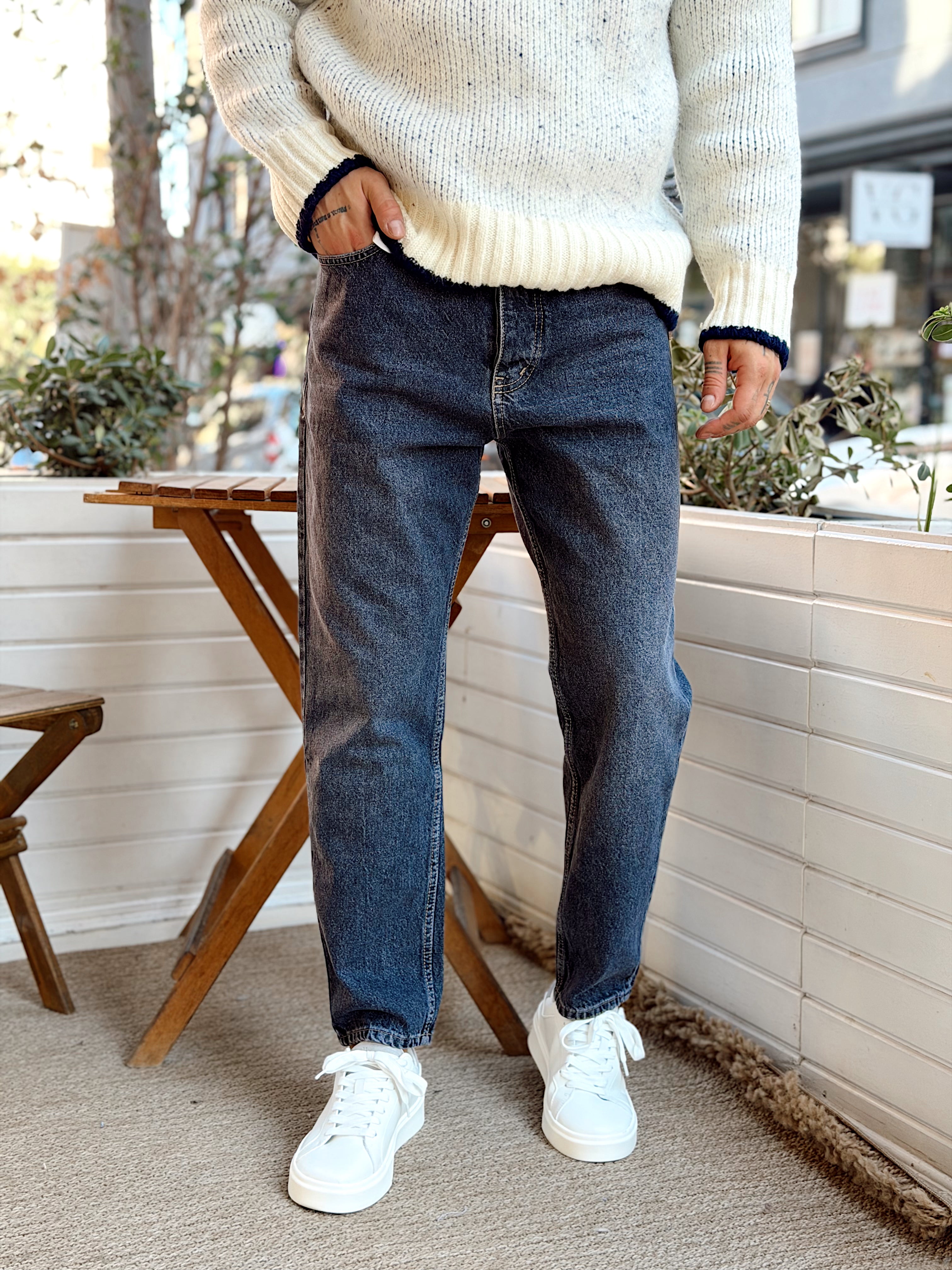 MP4099 - W11 Boyfriend Kot Pantolon gri Yıkamalı