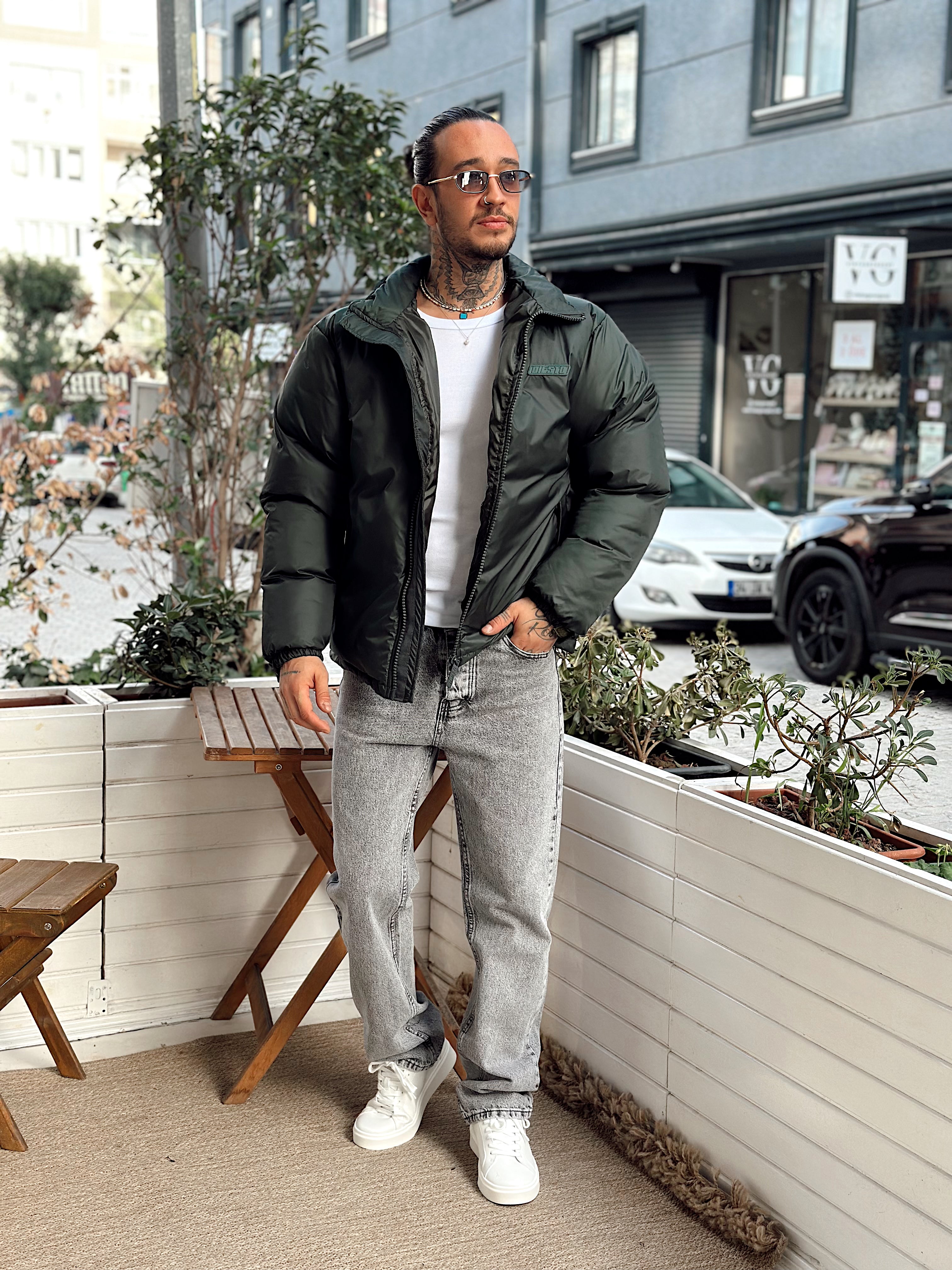 MM4093 - Giesto Oversize Şişme Mont yeşil
