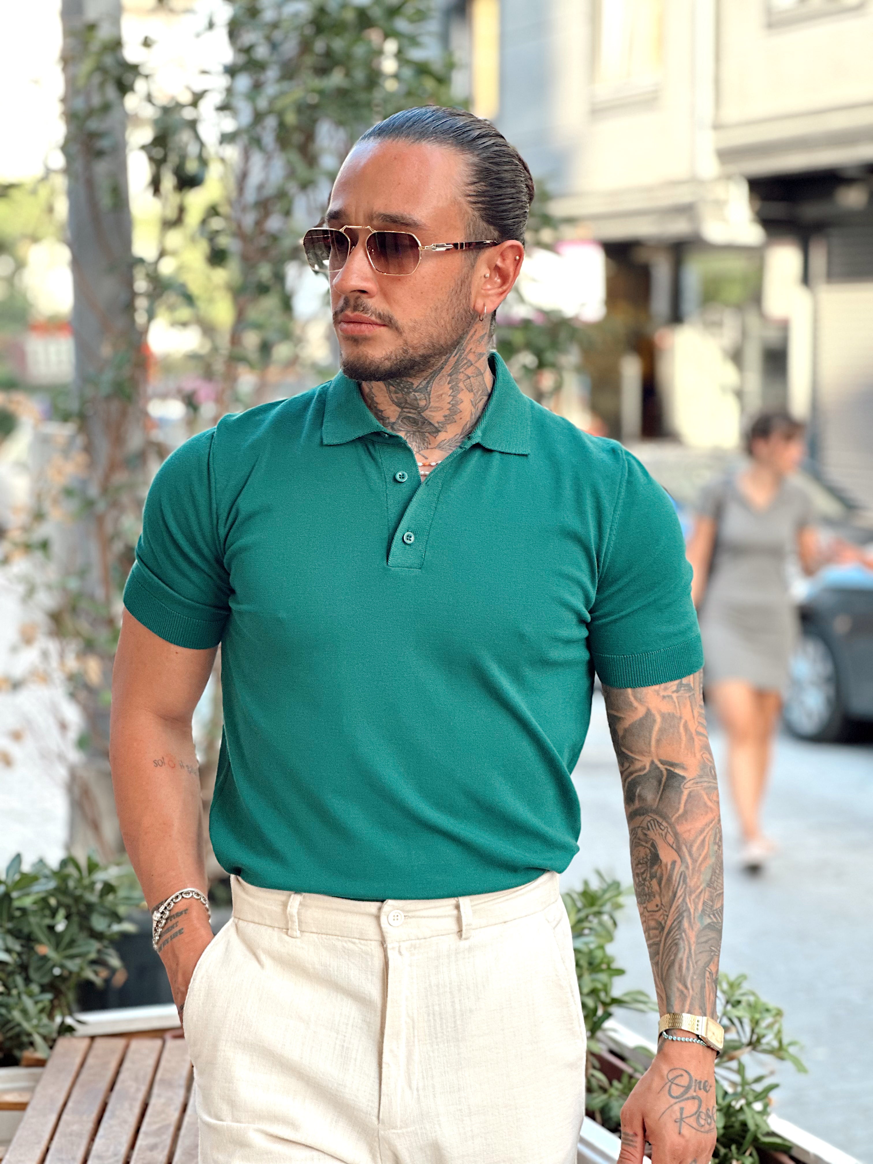 MT3043 - Basic Triko Polo Yaka yeşil