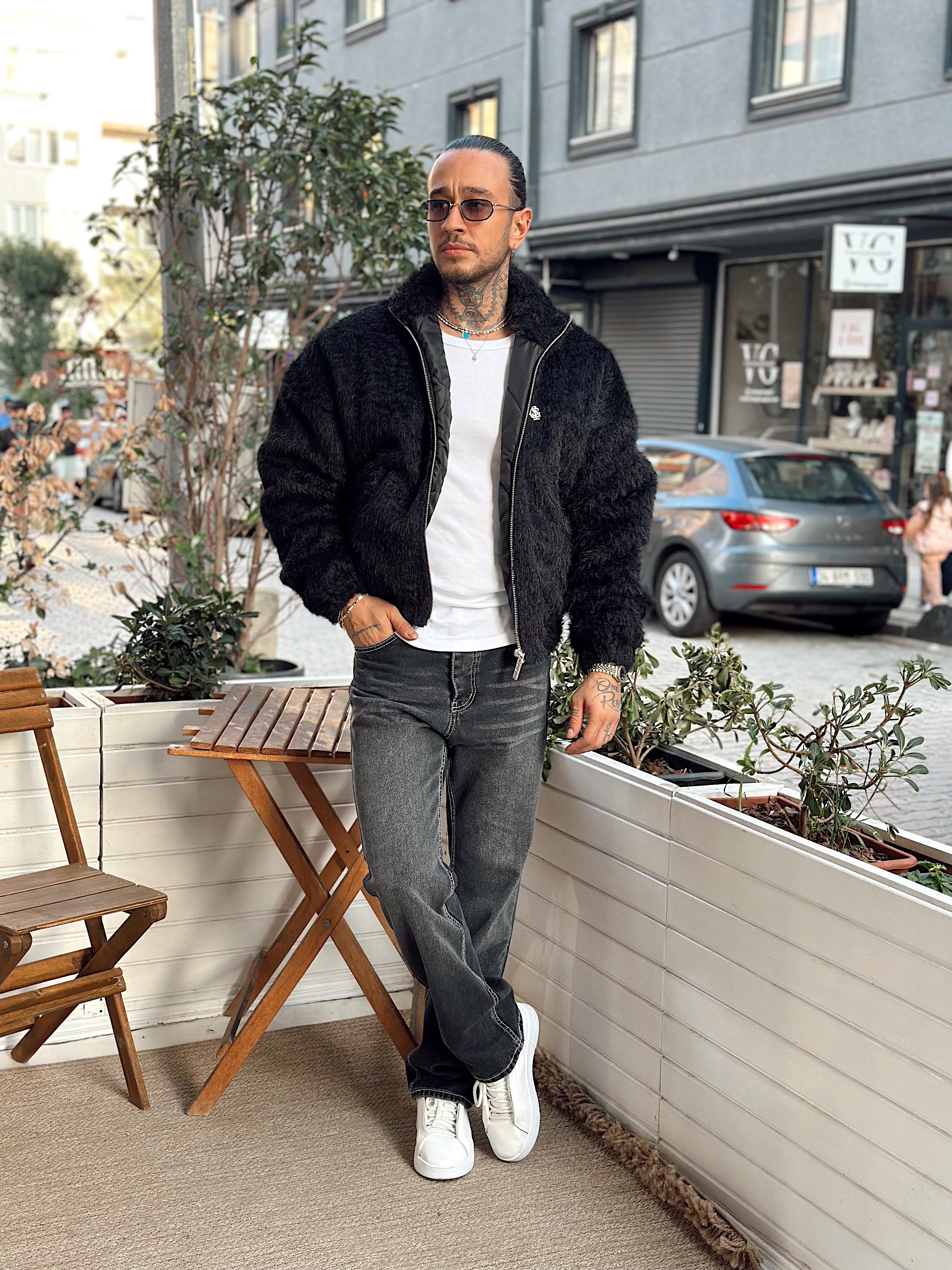 MM4019 - Giesto Oversize Kürk Mont Siyah
