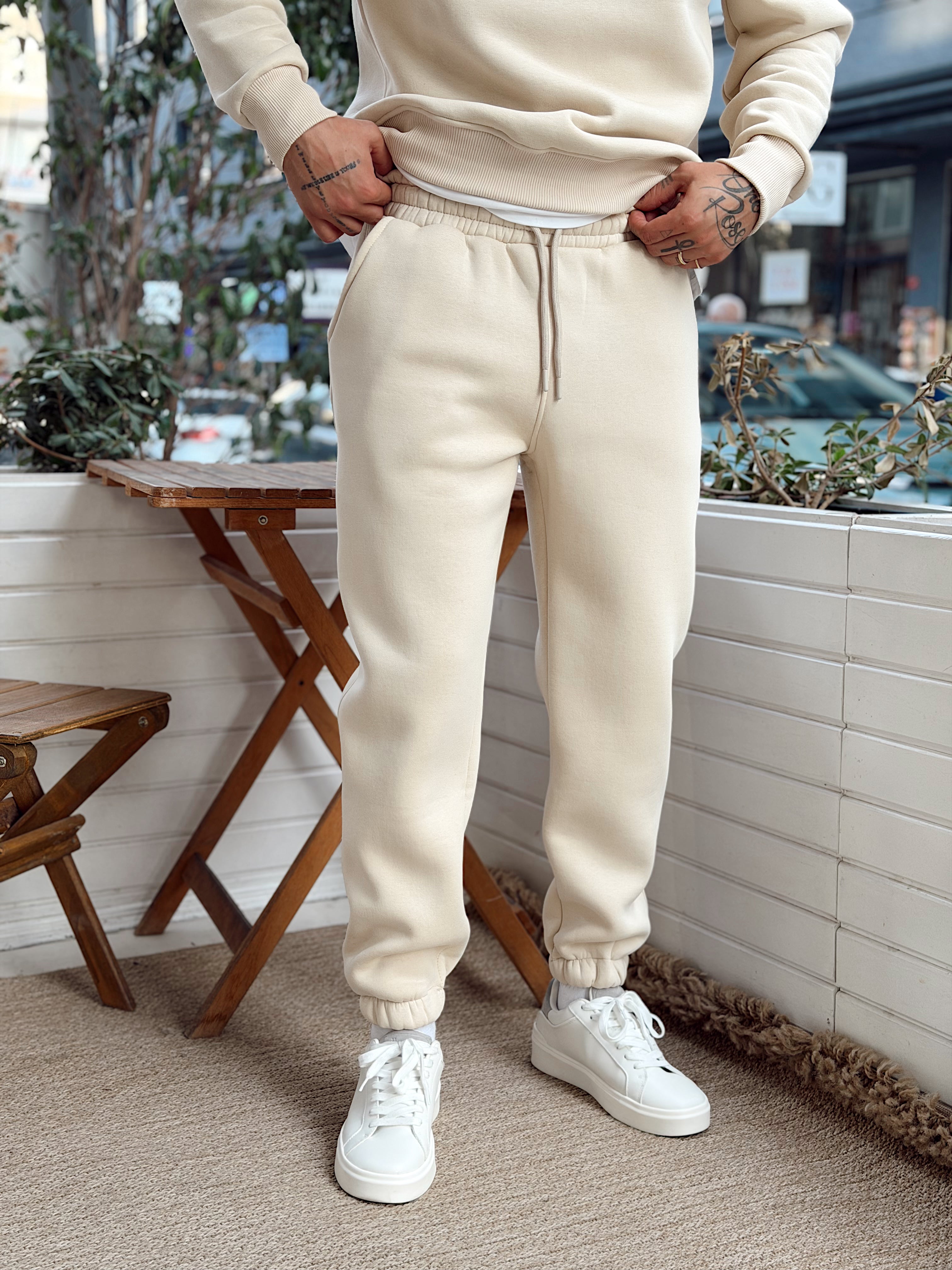 MT4120 - Şardonlu Yakası Fermuarlı Alt Üst Takım krem