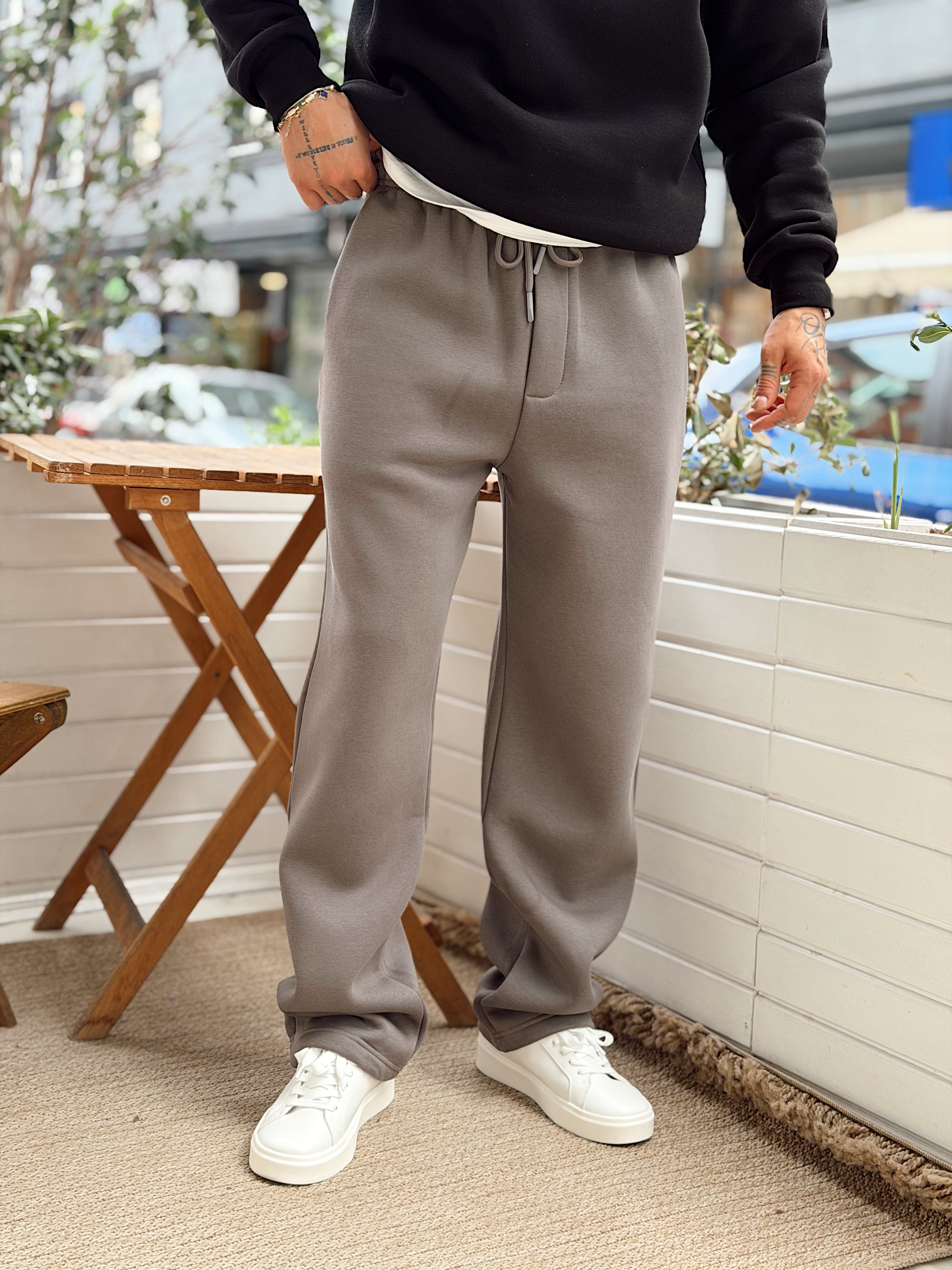 ME4110 - Basic Şardonlu Baggy Eşofman gri