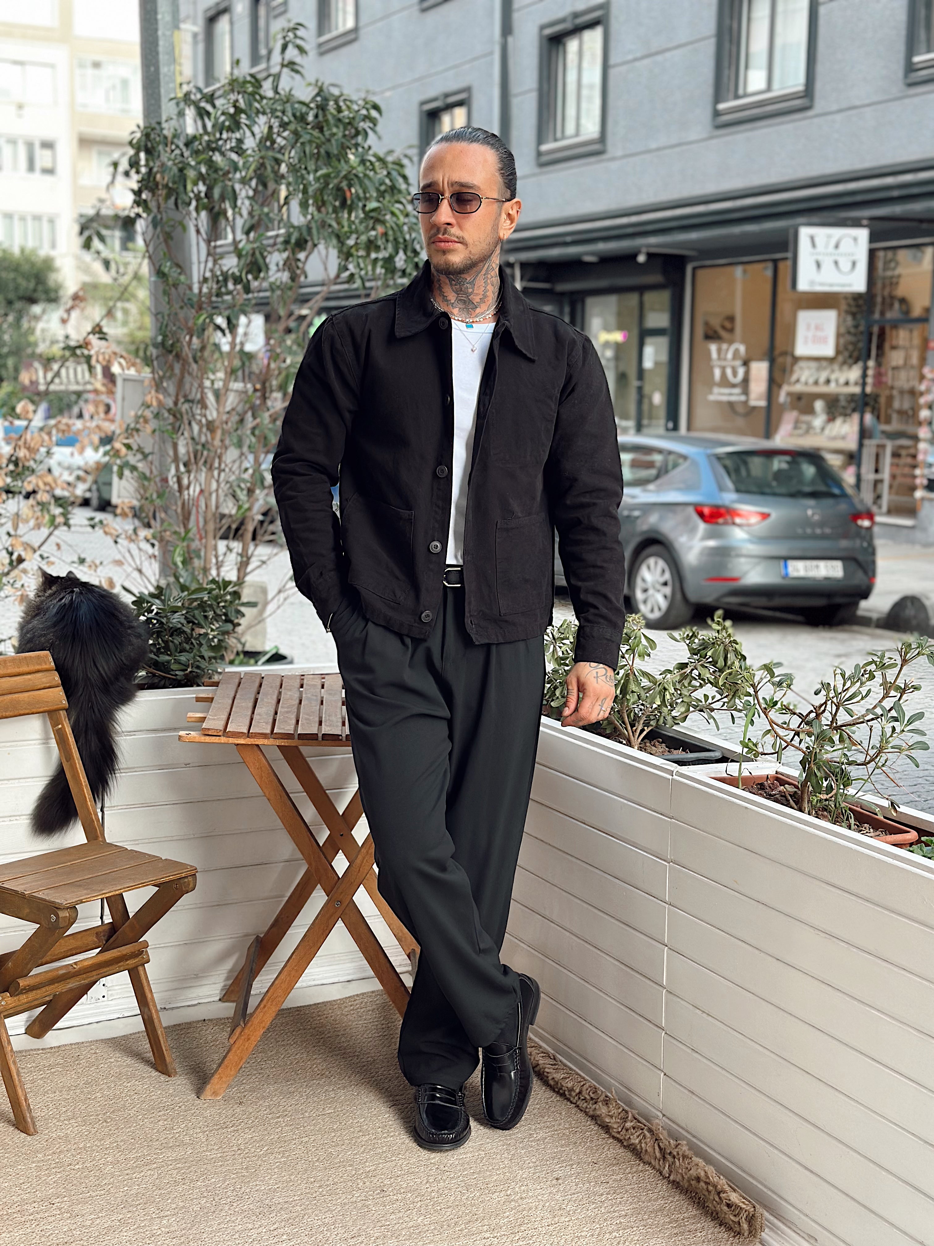 MC4076 - Cep Detaylı Basic Gabardin Ceket siyah