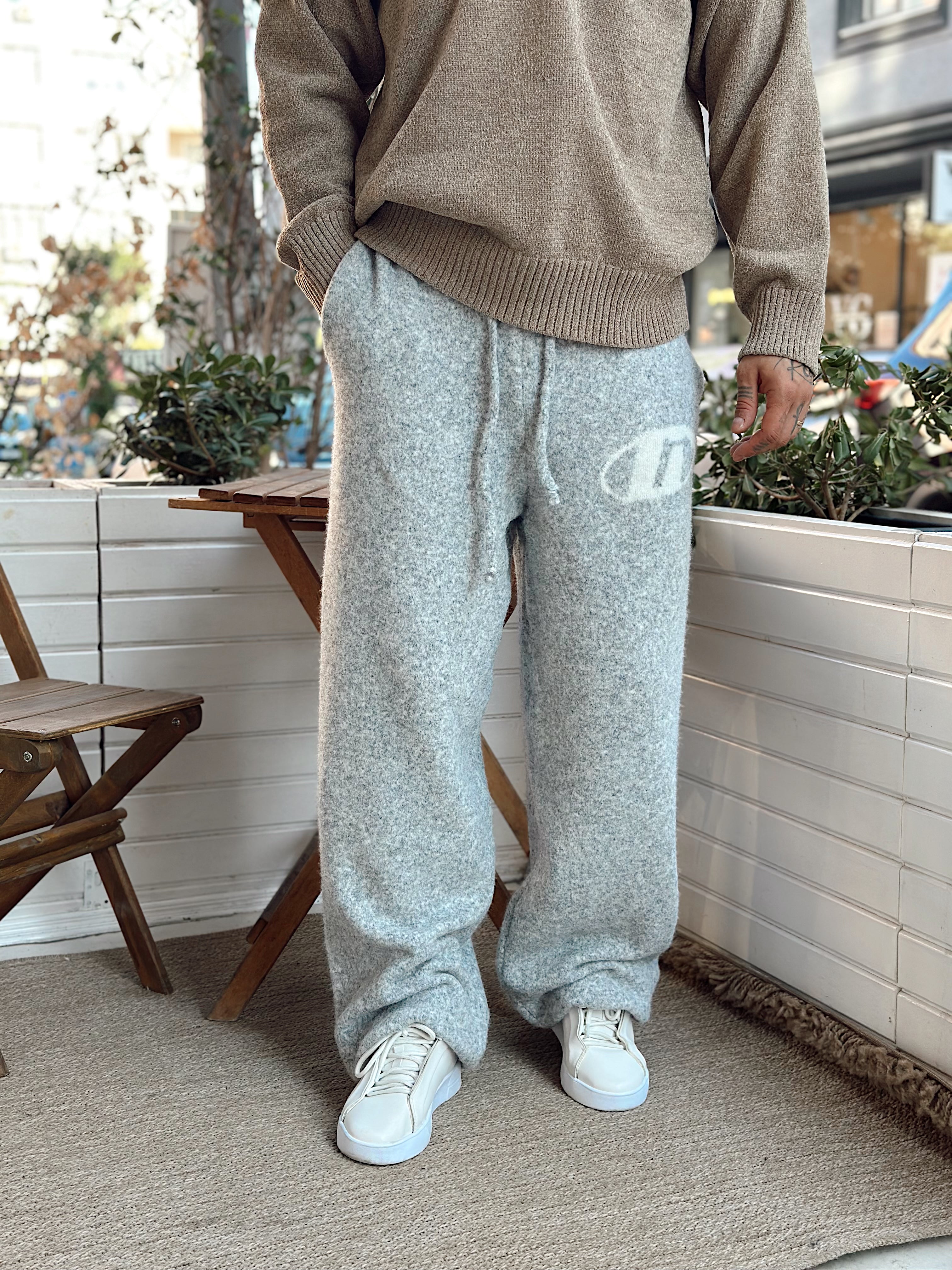 MP4056 - G Logolu Baggy Pantolon gri