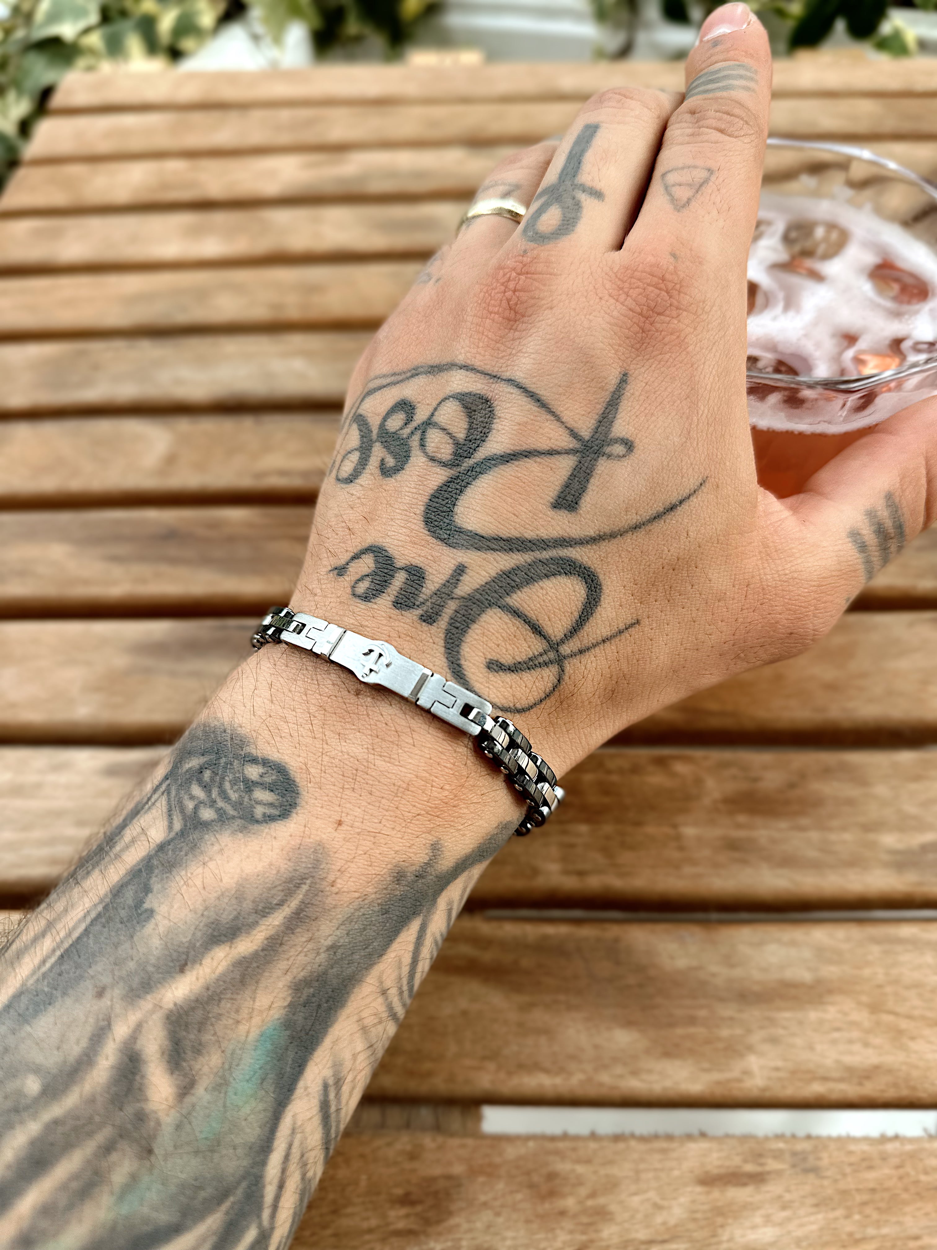 MB2893 - Çapa Detalı Bisiklet Zincir Çelik Bileklik