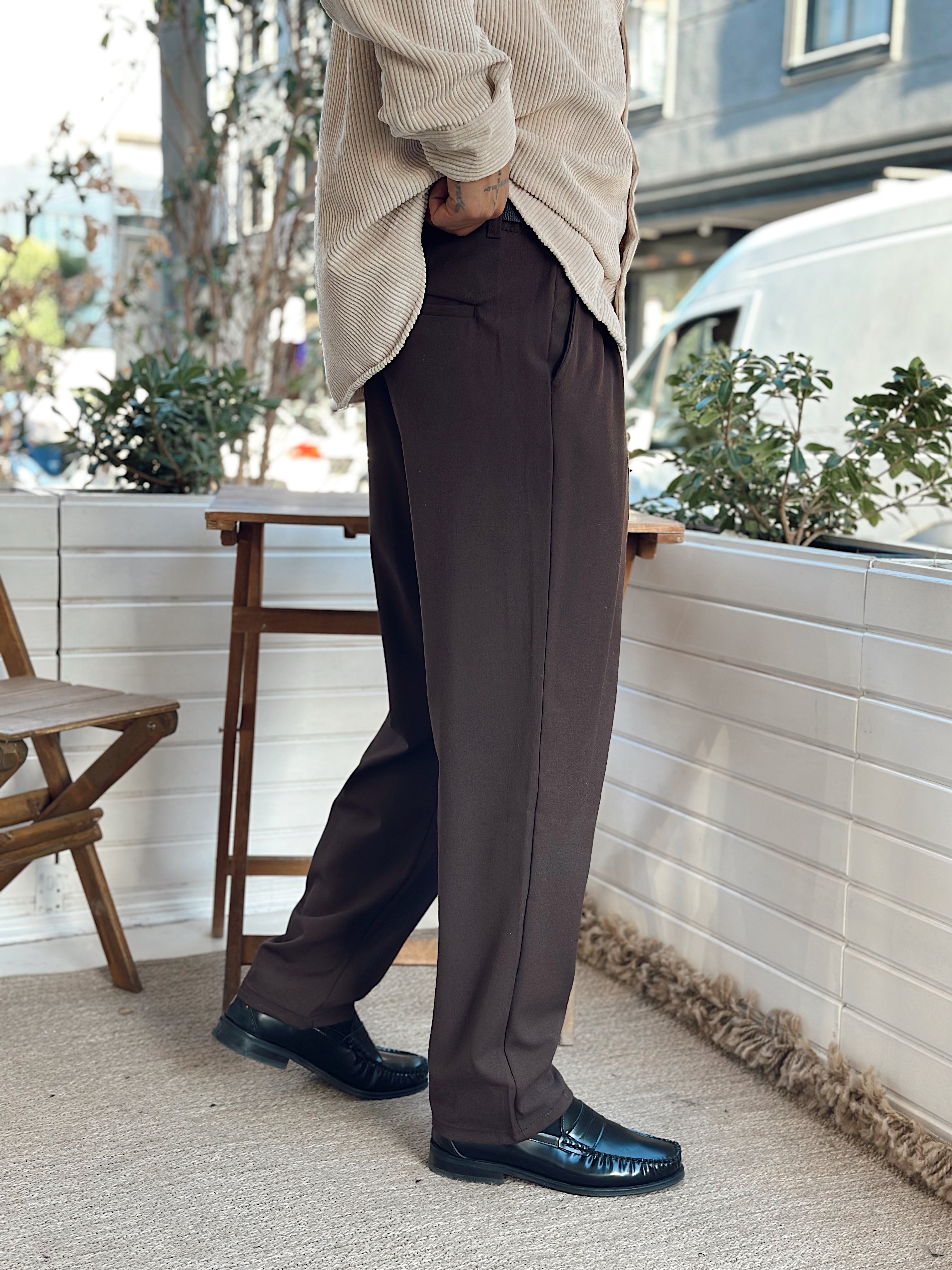 MP4030 - Pileli Baggy Kumaş Pantolon kahve