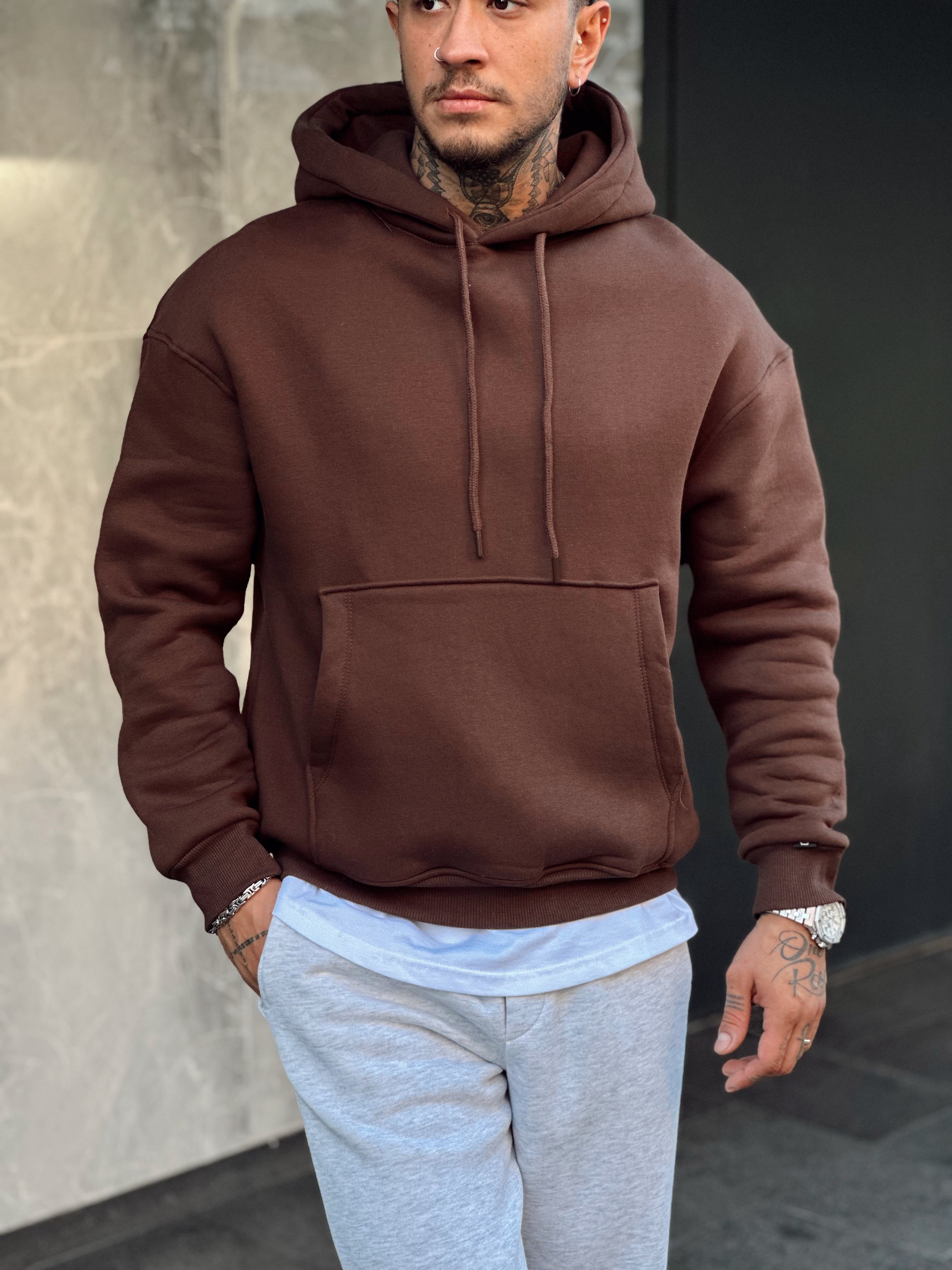 MS2301 -Oversize Basic Şardonlu Hoodie