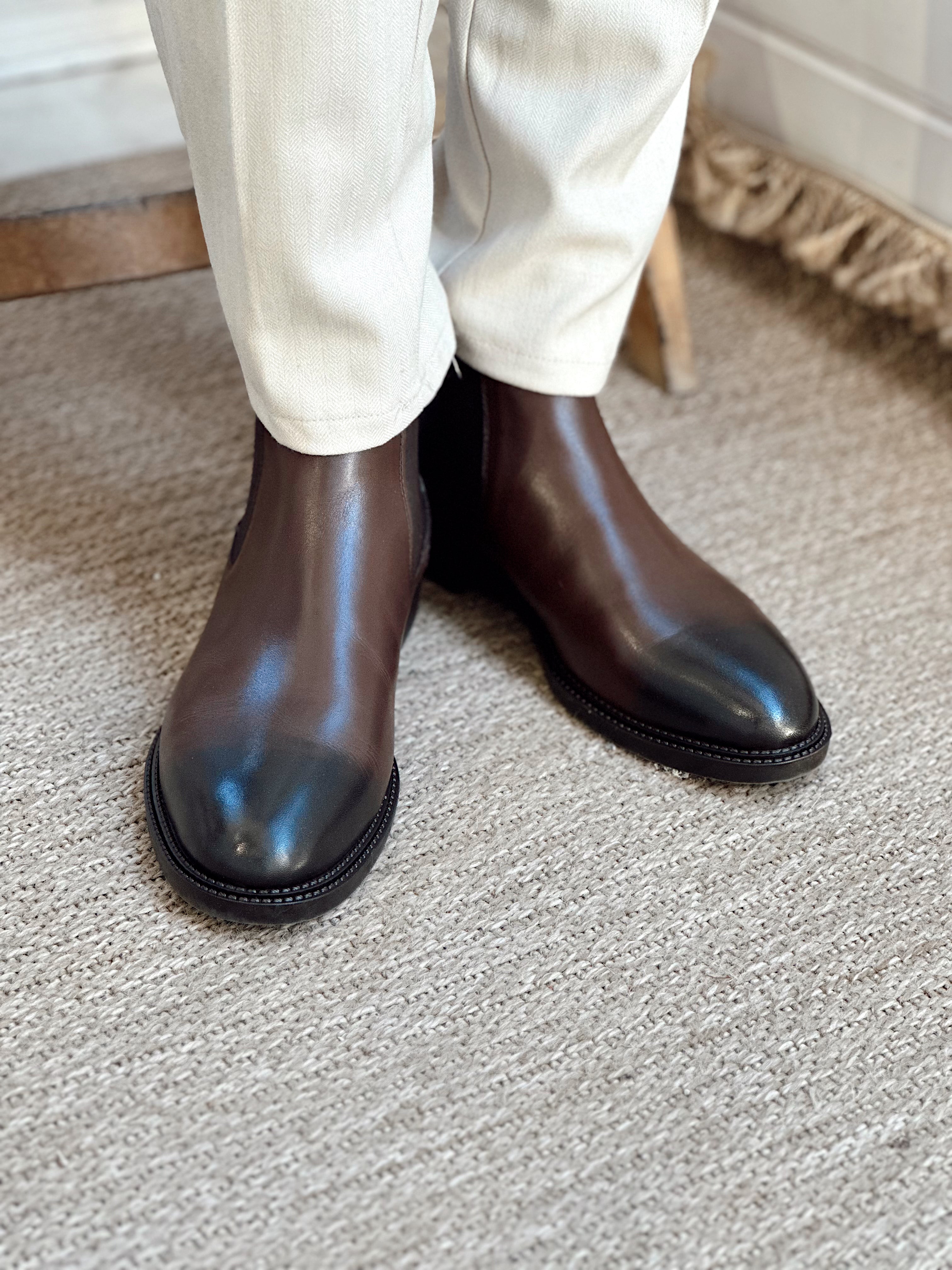 MA4036 - %100 Deri Chelsea Model Bot Kahve