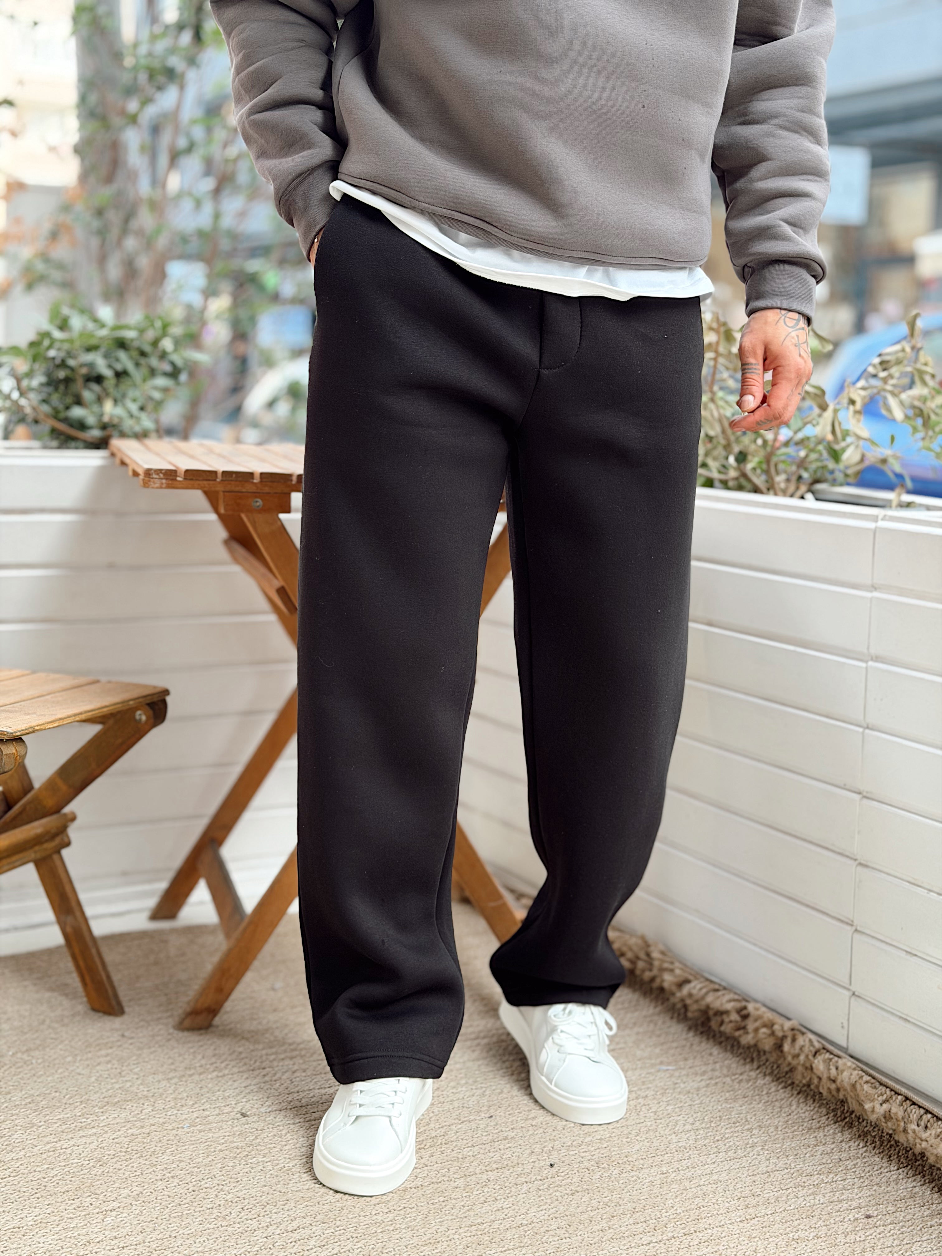 ME4110 - Basic Şardonlu Baggy Eşofman siyah