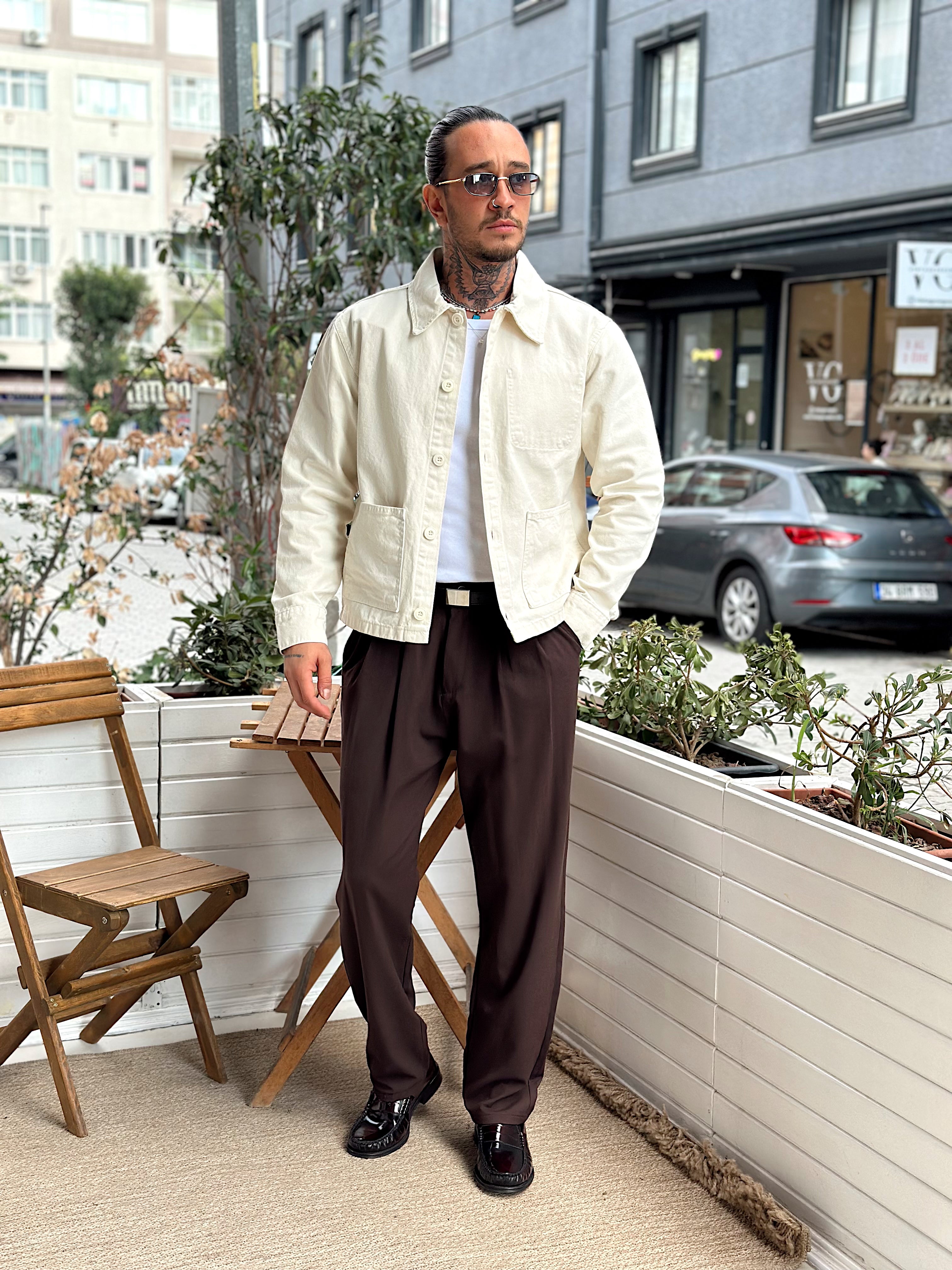 MC4076 - Cep Detaylı Basic Gabardin Ceket krem