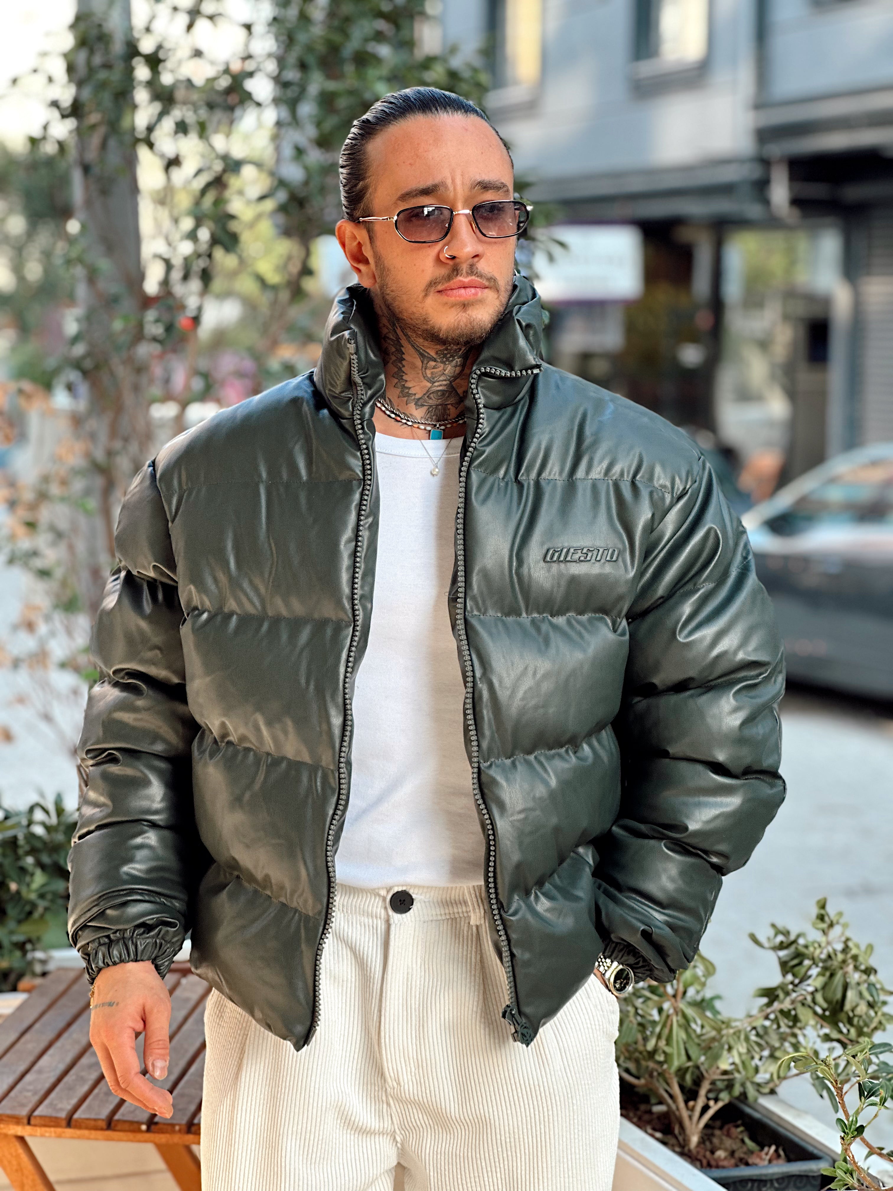 MM4086 - Giesto Oversize Deri Mont yeşil