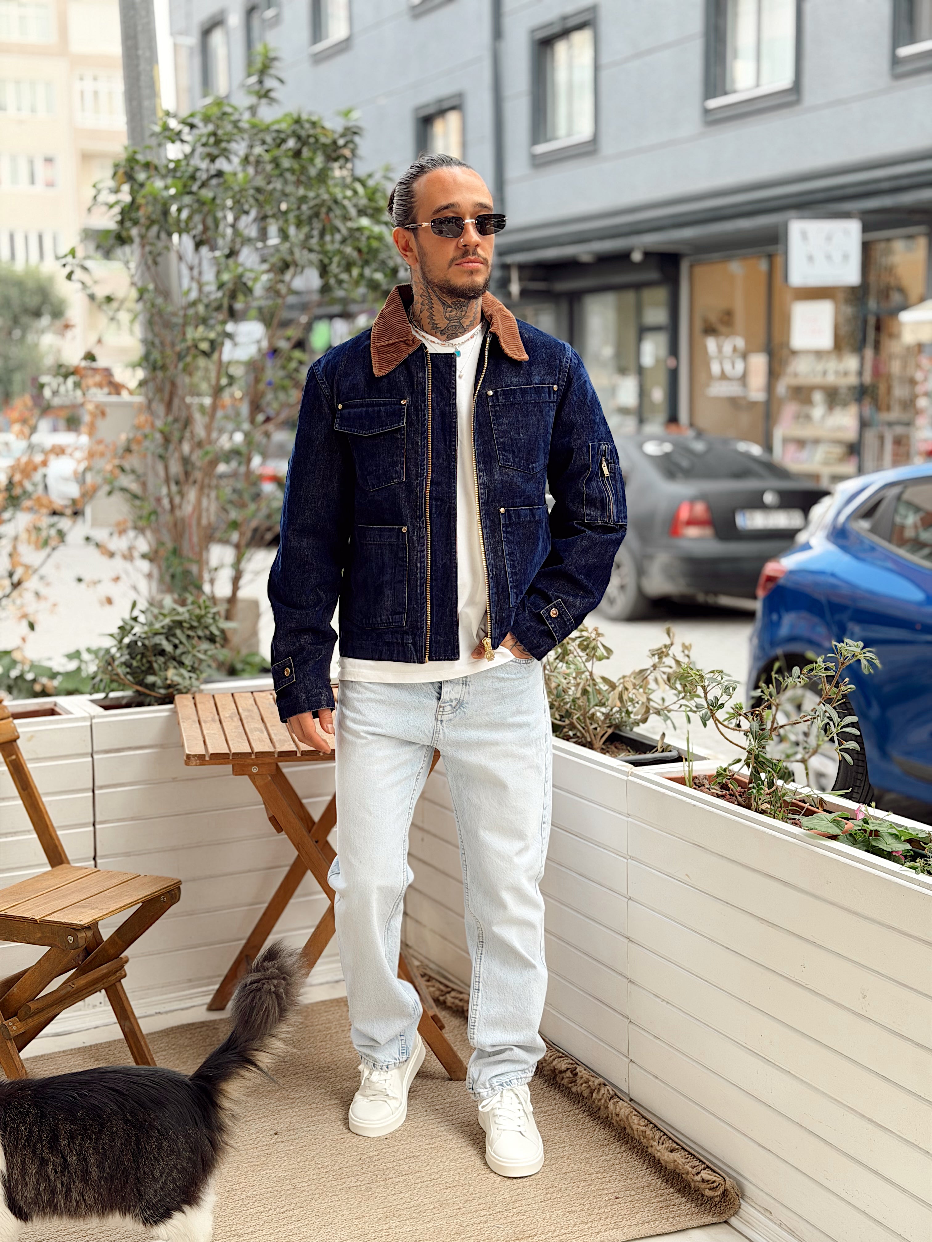 MC4107 - Giesto Çift Renk Cep Detaylı Kadife Ceket laci