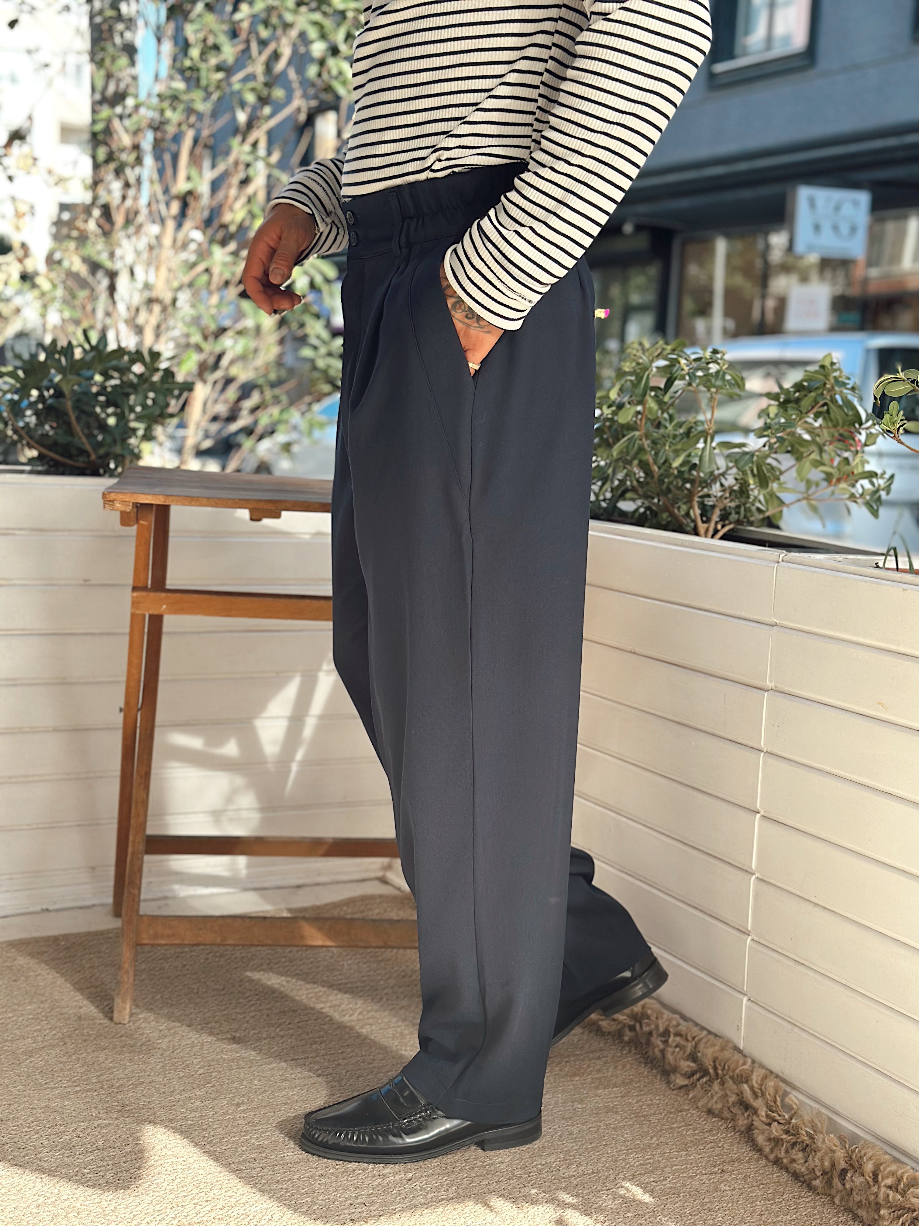 MP4040 - Çift Düğmeli Full Patlı Baggy Pantolon lacivert