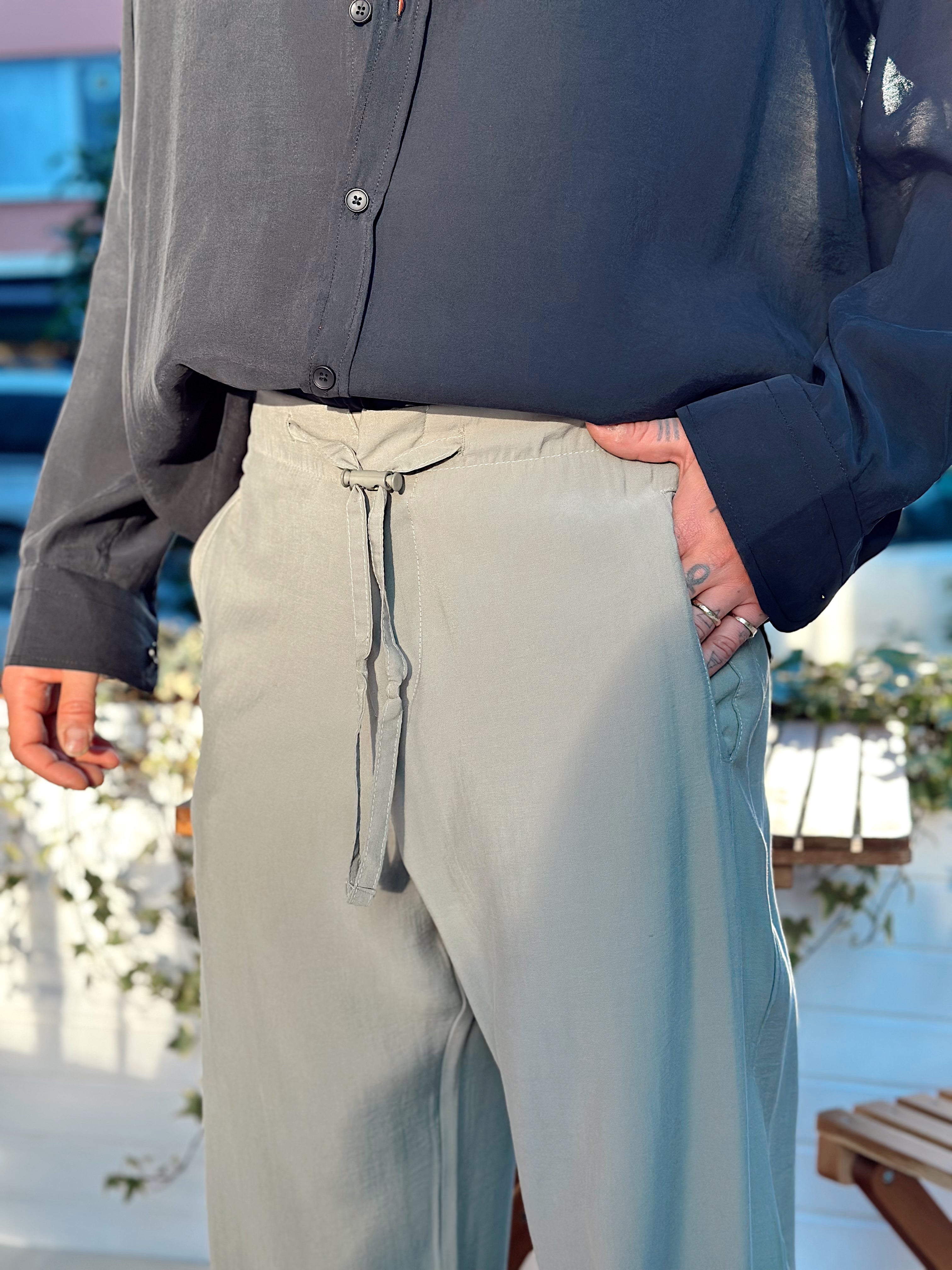 MP2534 - Baggy Beli İpli Modal Pantolon haki