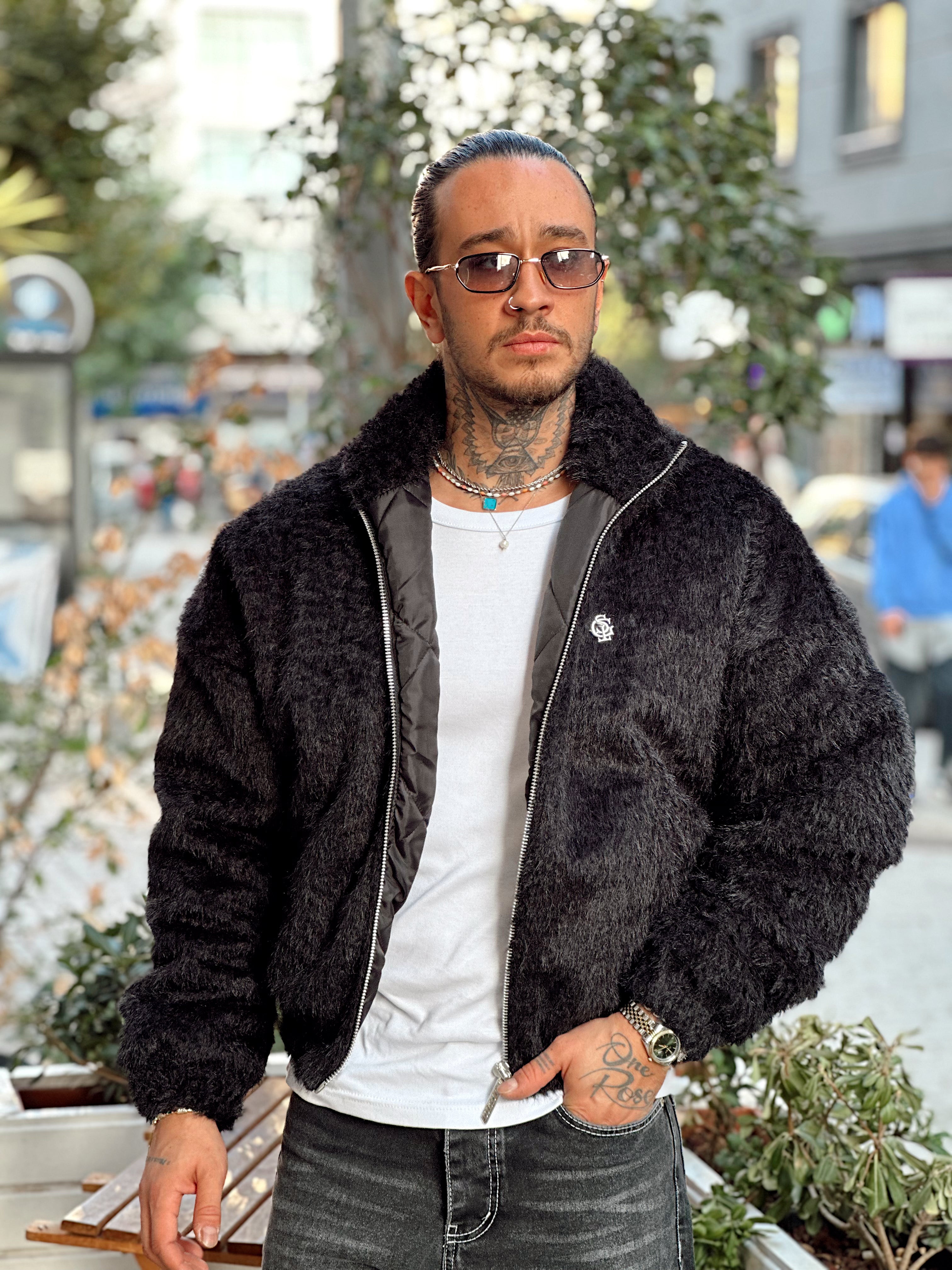 MM4019 - Giesto Oversize Kürk Mont Siyah