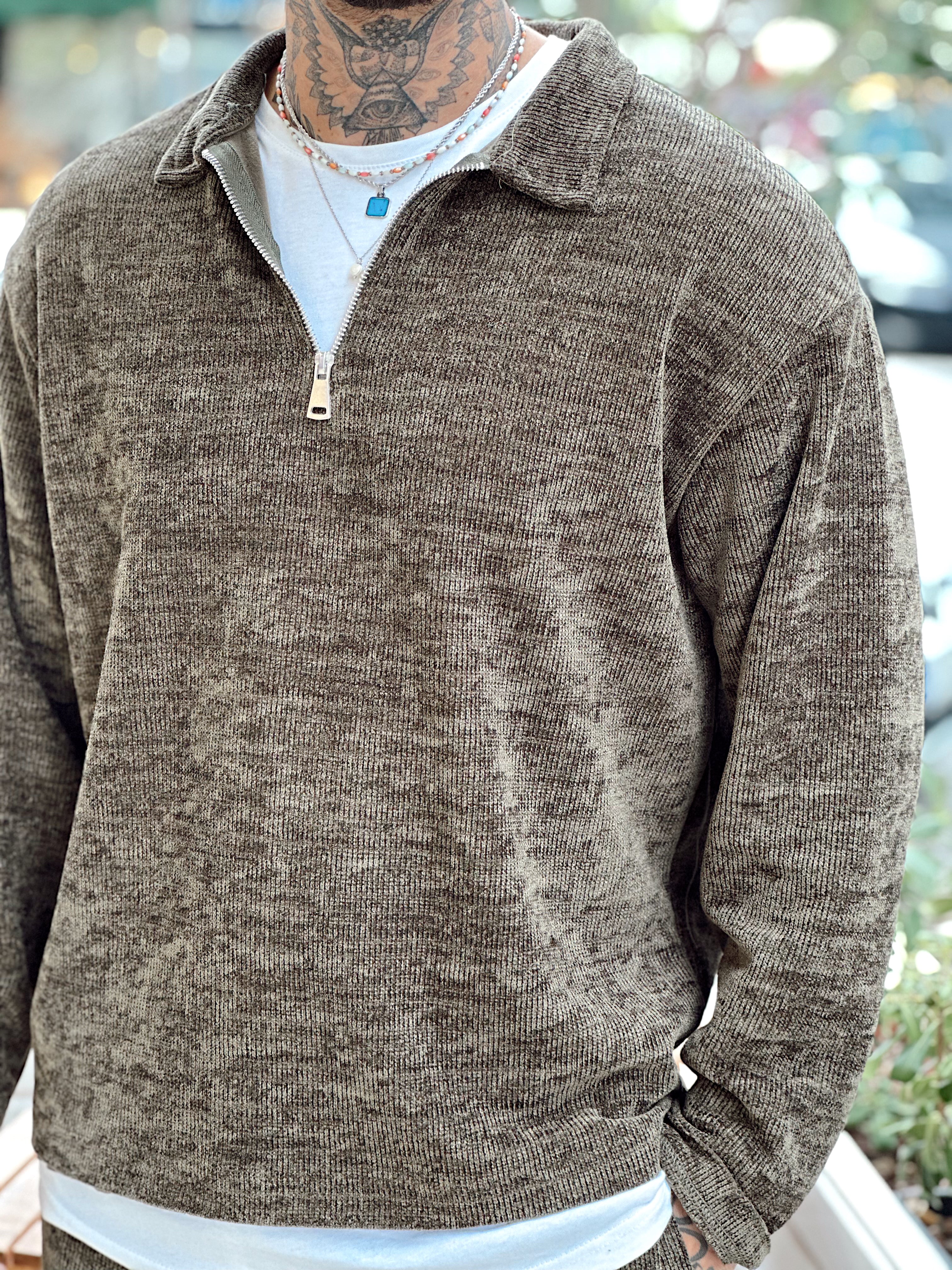 MT4070 - Kumaş Detaylı Sweatshirt Pantolon Takım yeşil