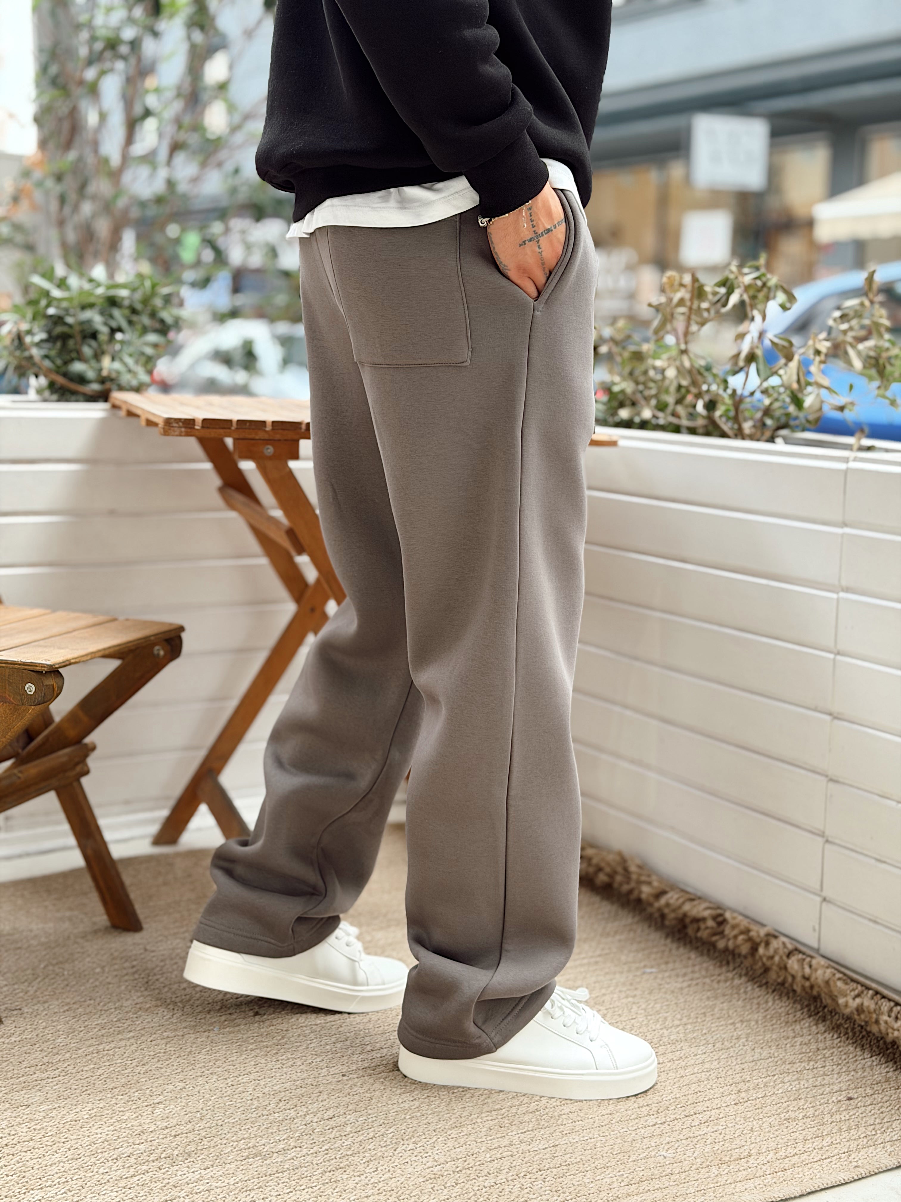 ME4110 - Basic Şardonlu Baggy Eşofman gri