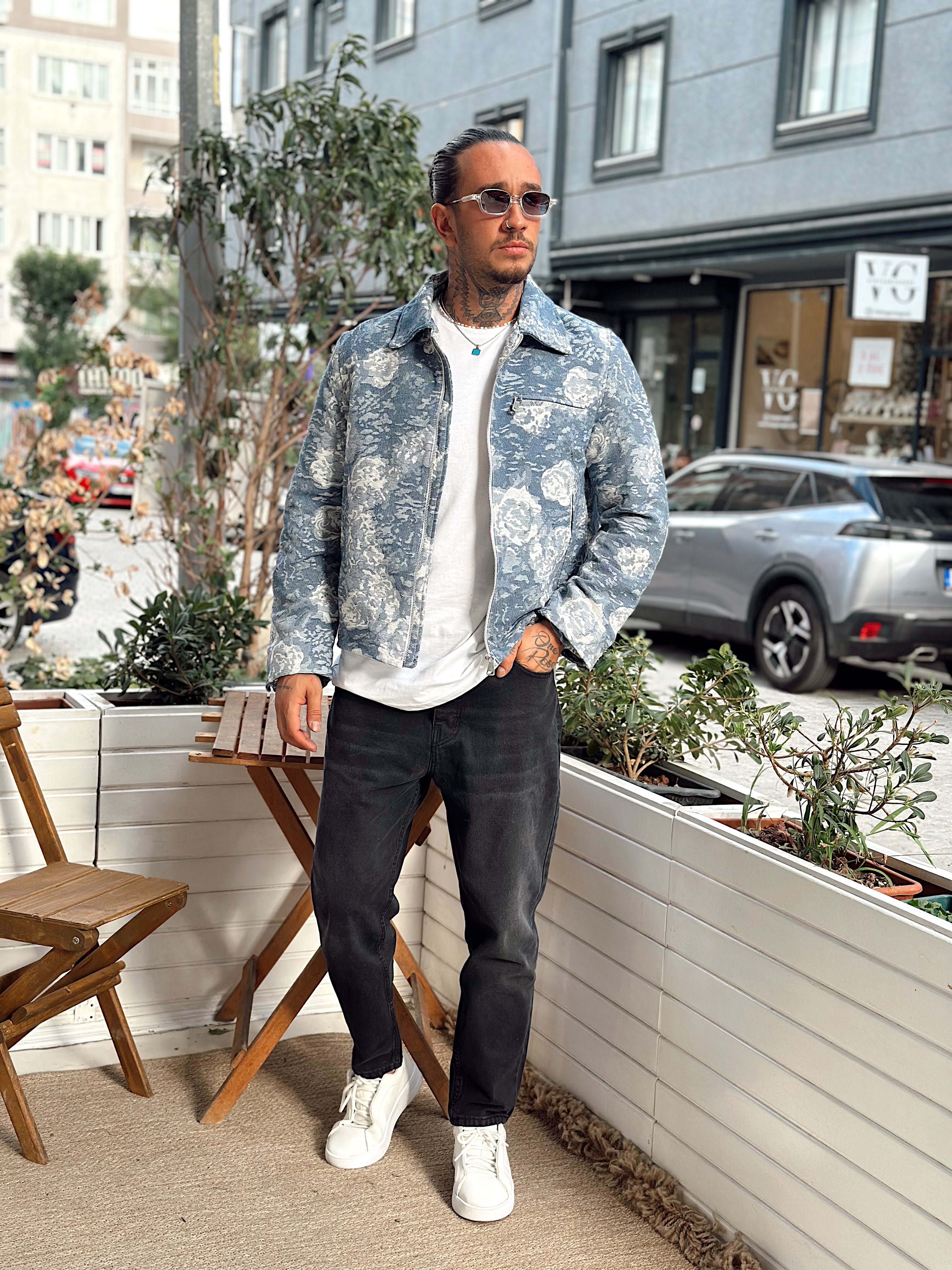 MC4027 - Çift Renk Tek Cepli Ceket mavi