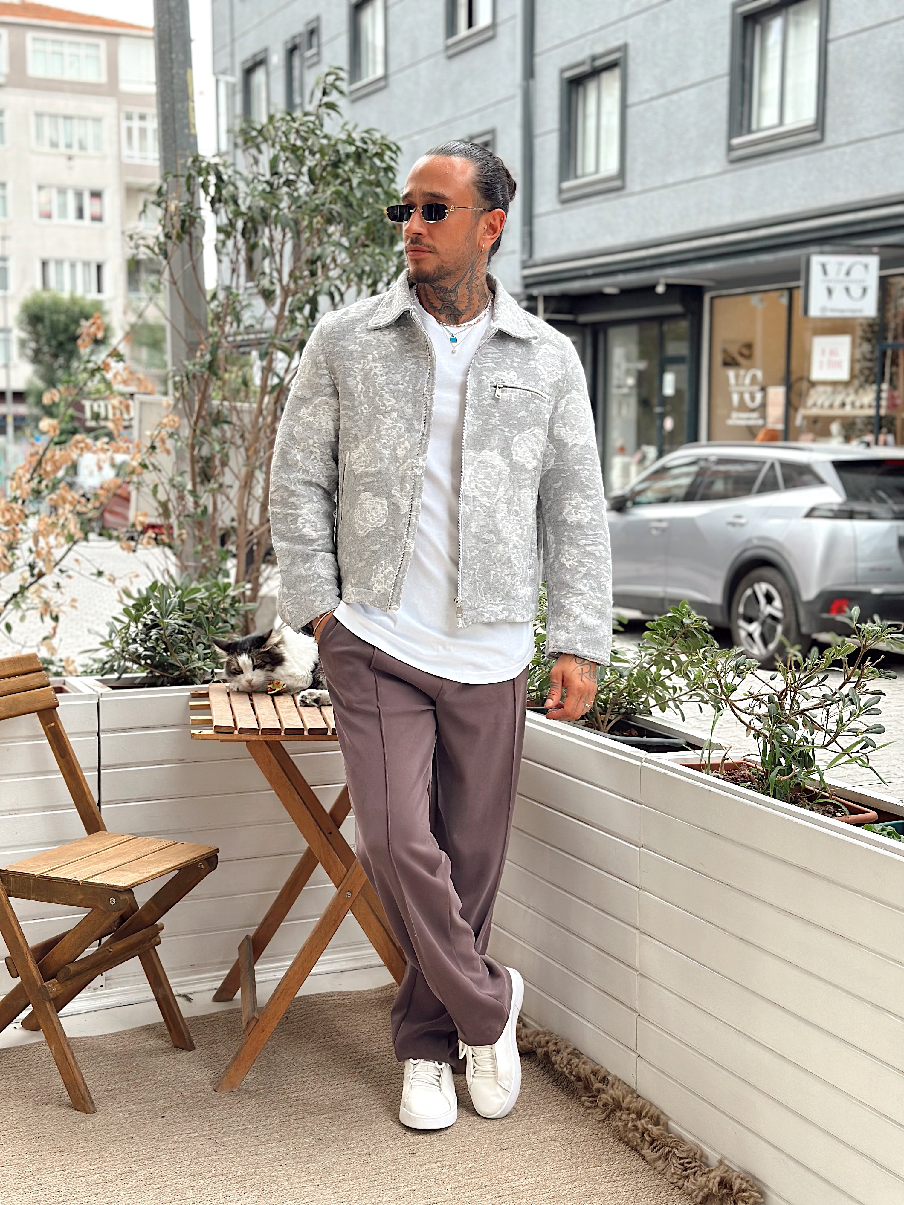 MC4027 - Çift Renk Tek Cepli Ceket gri