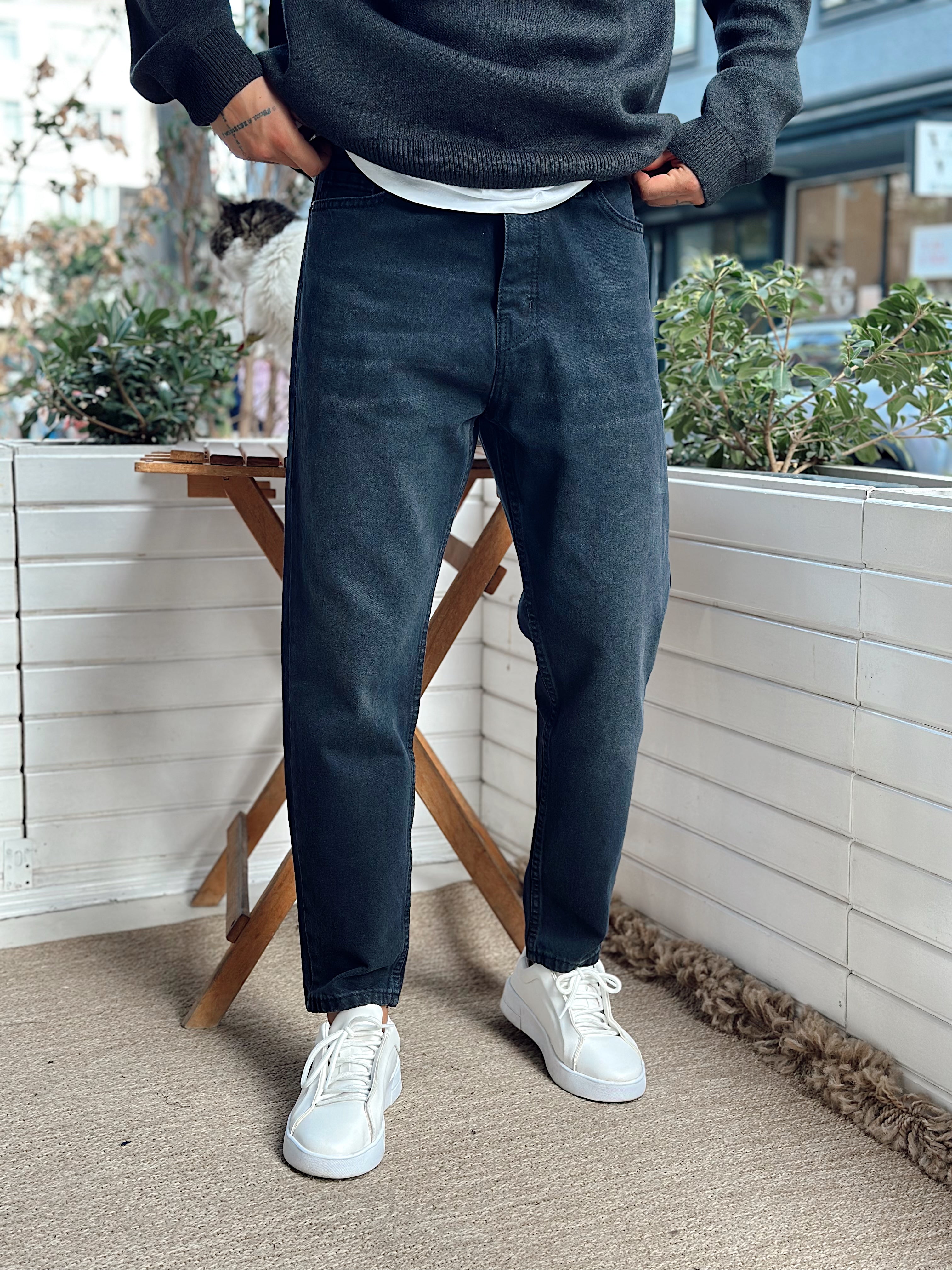 MP4016 - W11 Boyfriend Kot Pantolon SiyahYıkamalı