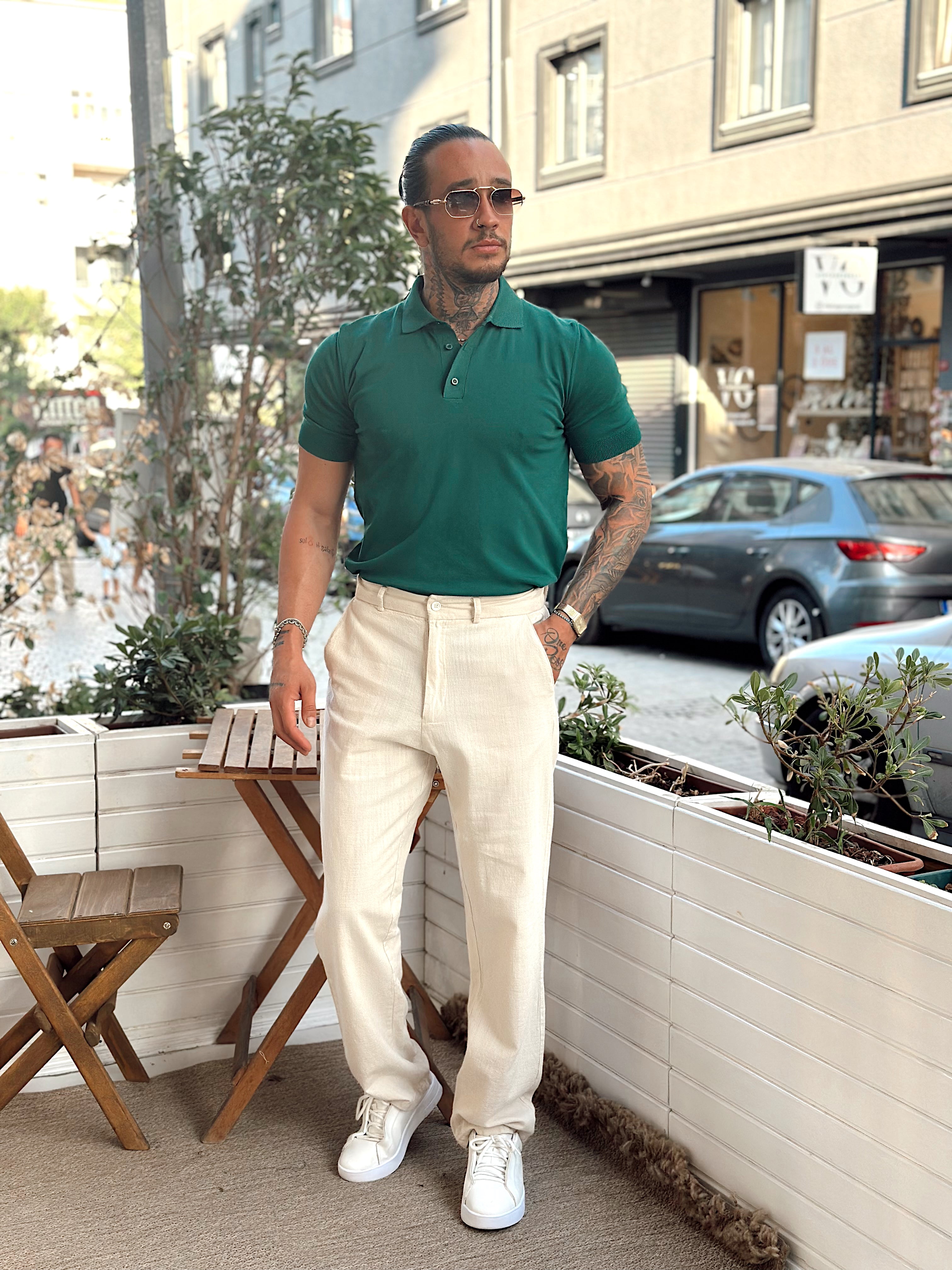 MT3043 - Basic Triko Polo Yaka yeşil