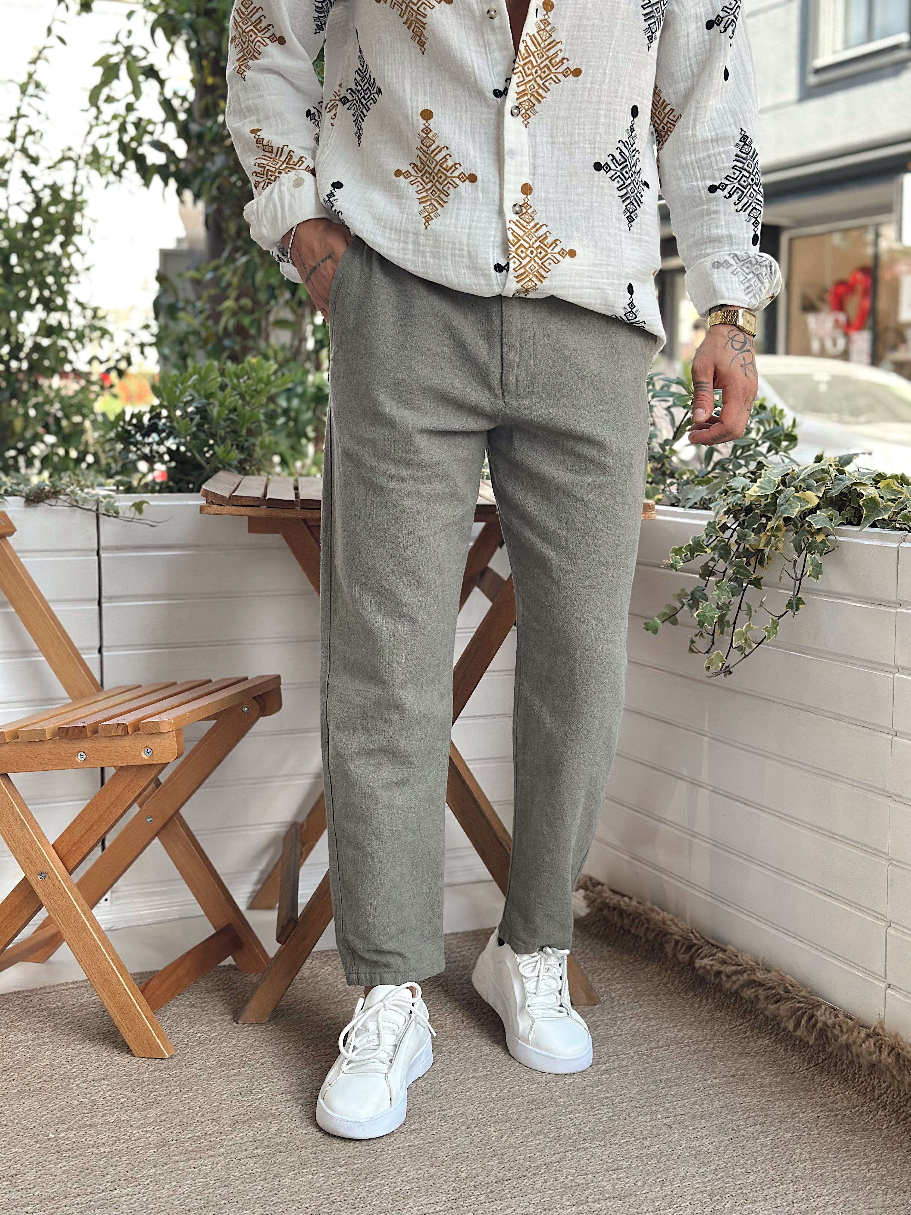 MP2831 - İtalyan Kesim Keten Pantolon yeşil