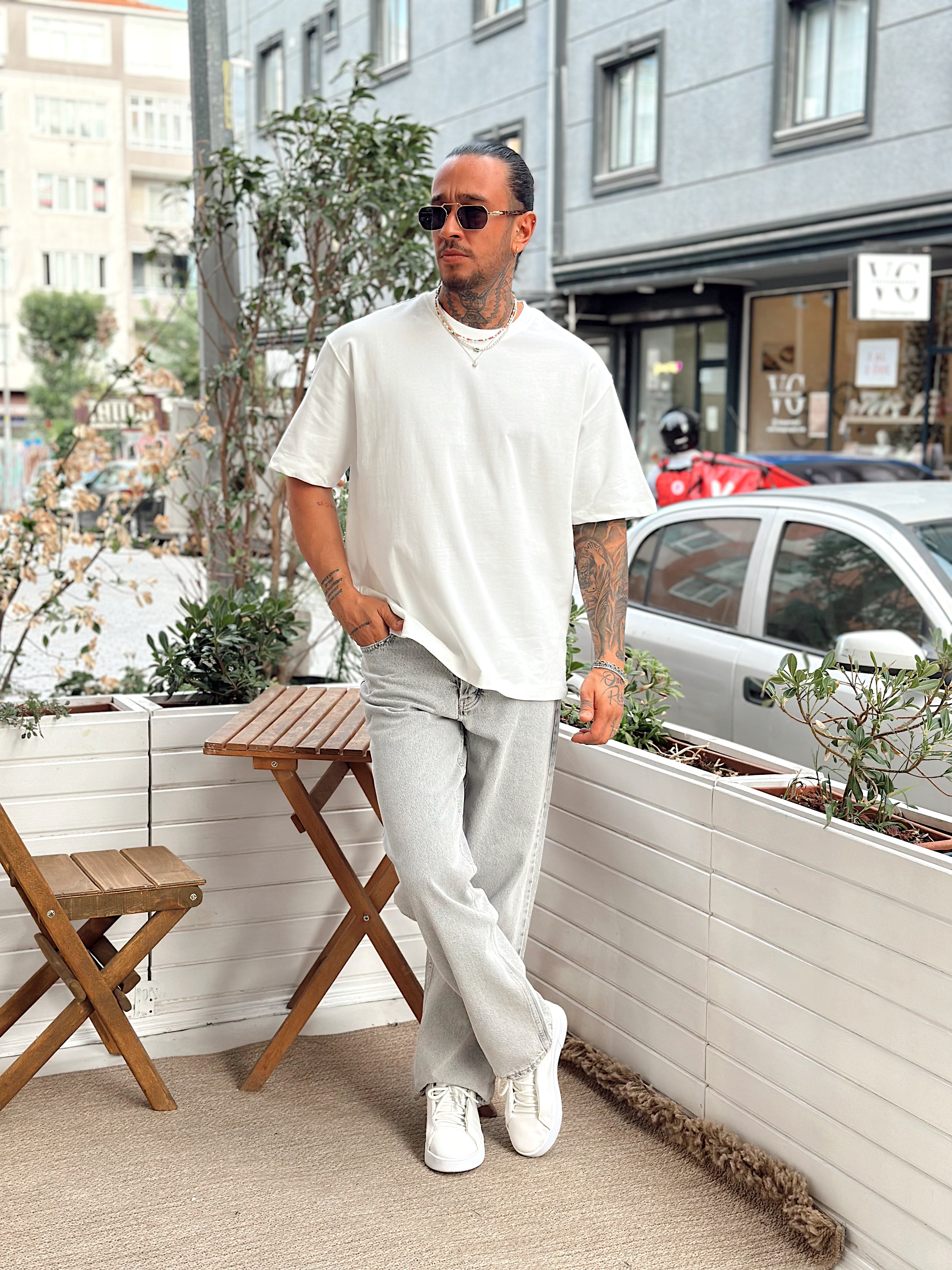 MT3224 - Oversize Basic T-Shirt Beyaz