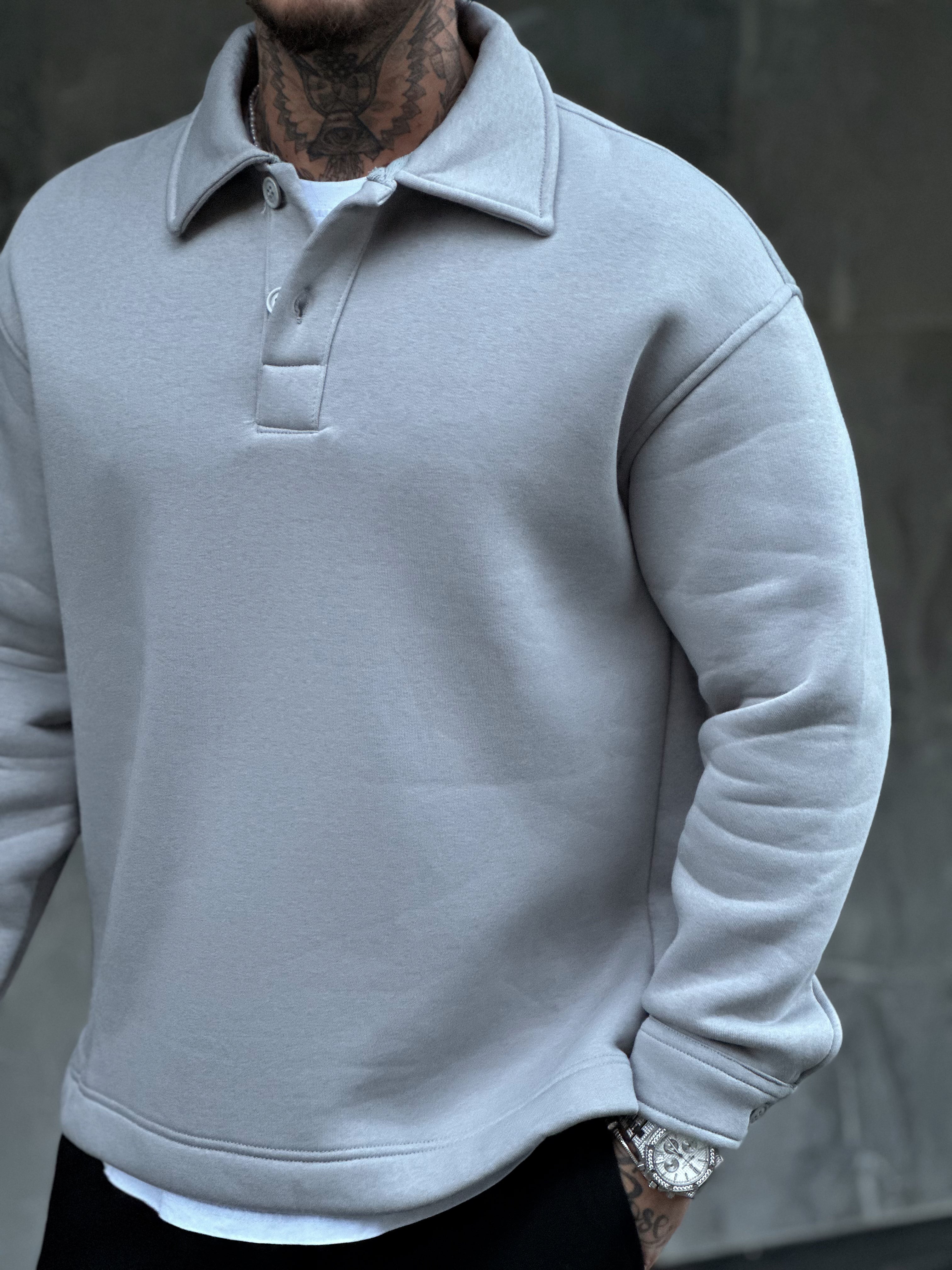 MS2417 -Şardonlu Polo Yaka Sweatshirt