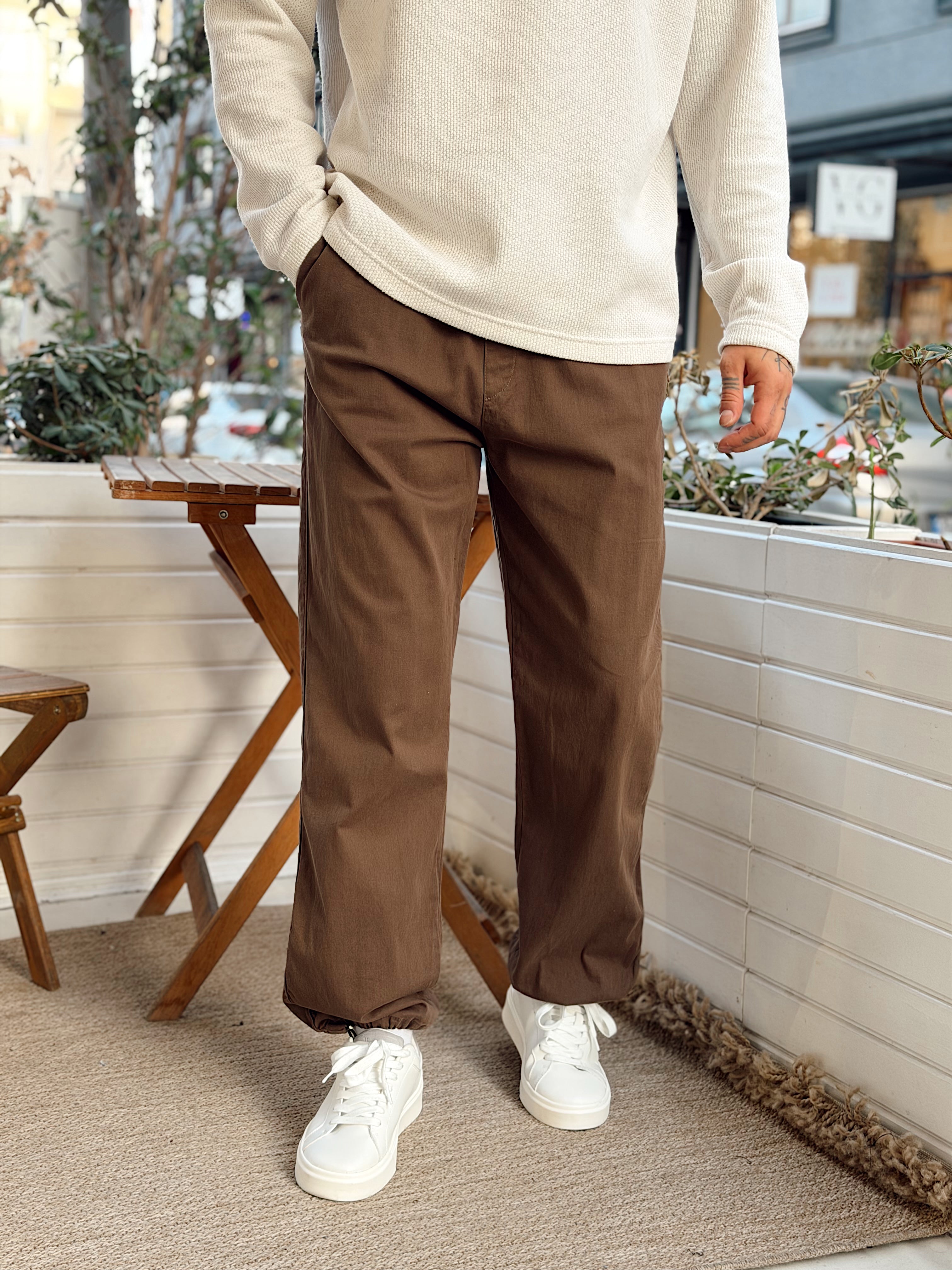 MP4124 - Paçası Ayarlanabilir Gabardin Pantolon kahve 5078