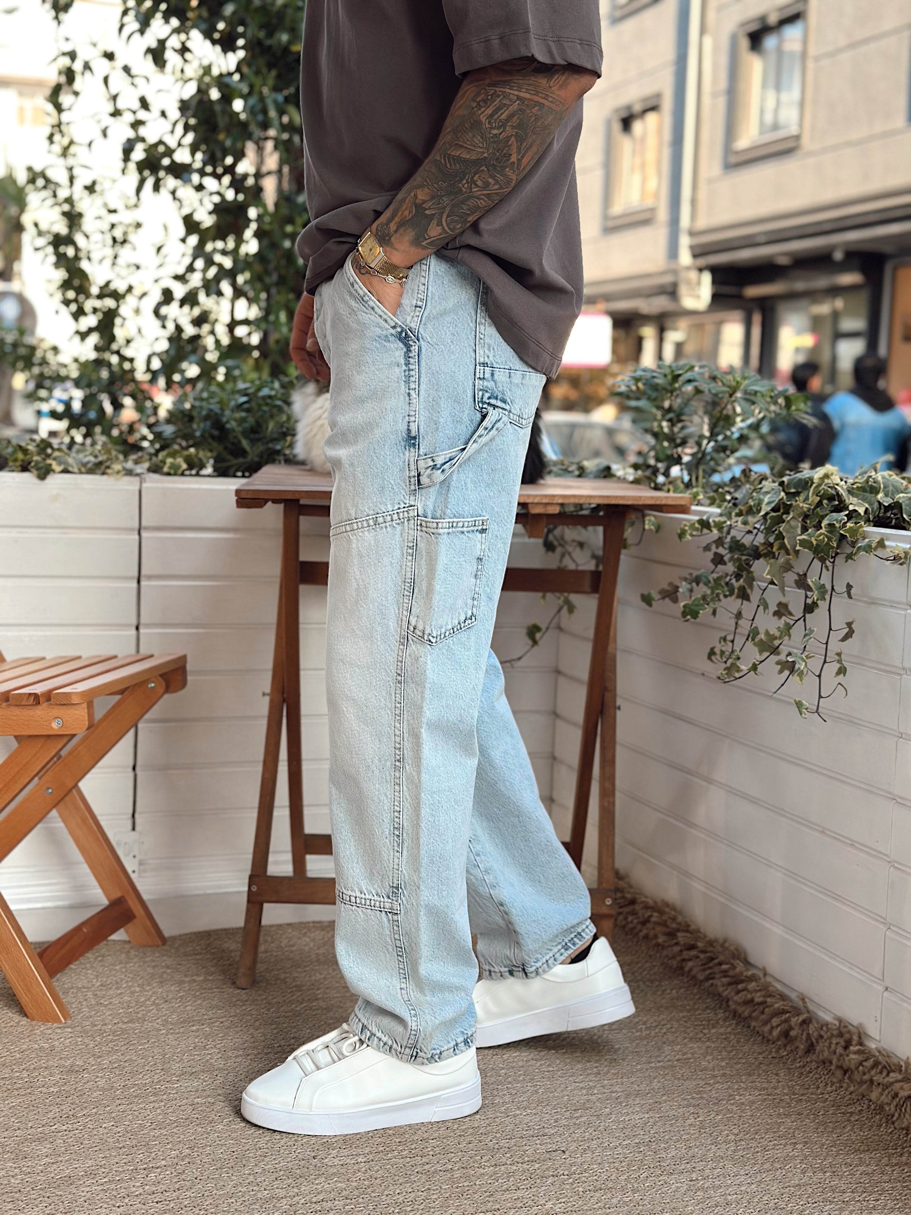 MP2732 - Pens Detaylı Baggy Pantolon Mavi