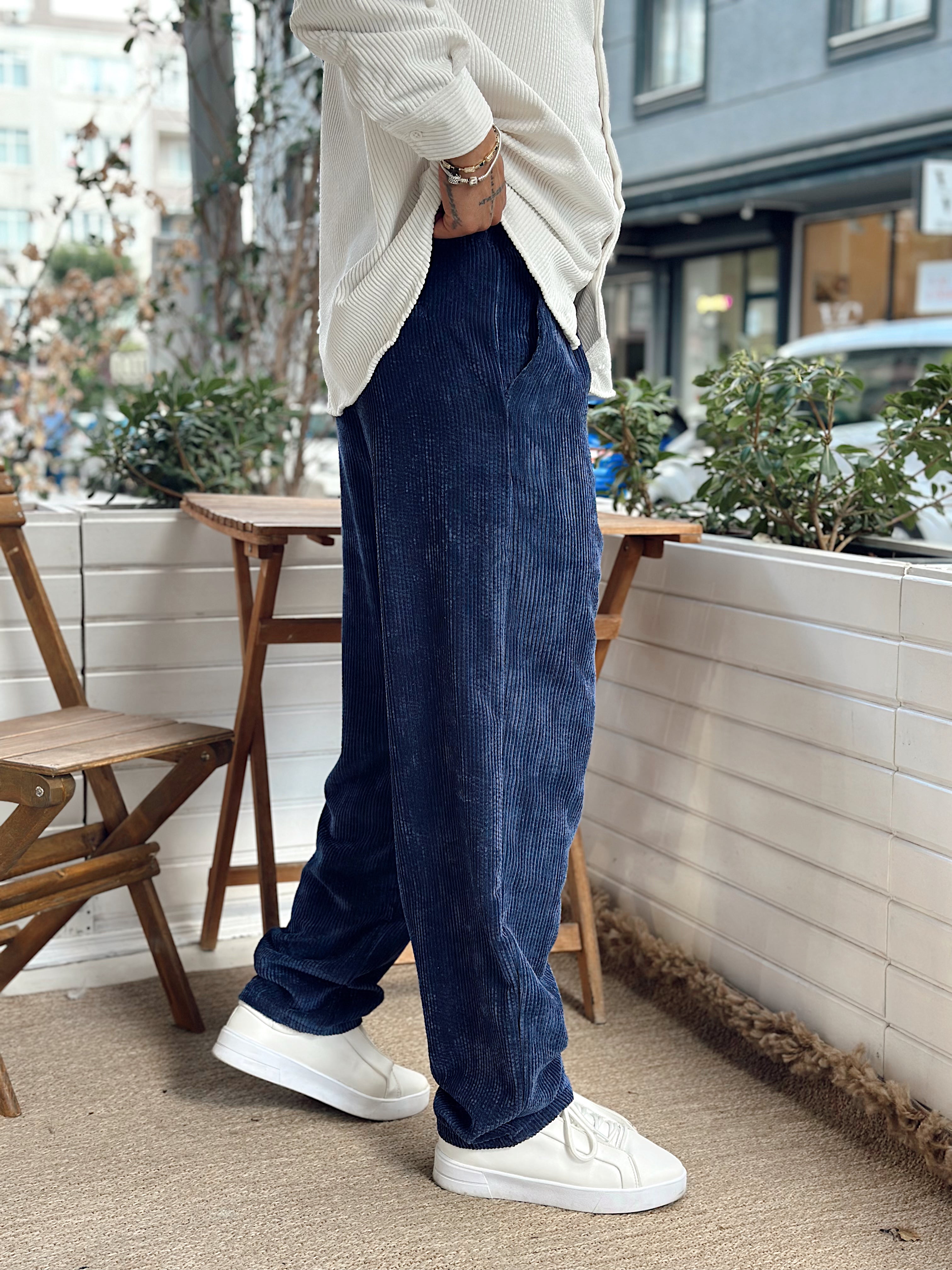 MP4032 - Pileli Baggy Kadife Pantolon laci