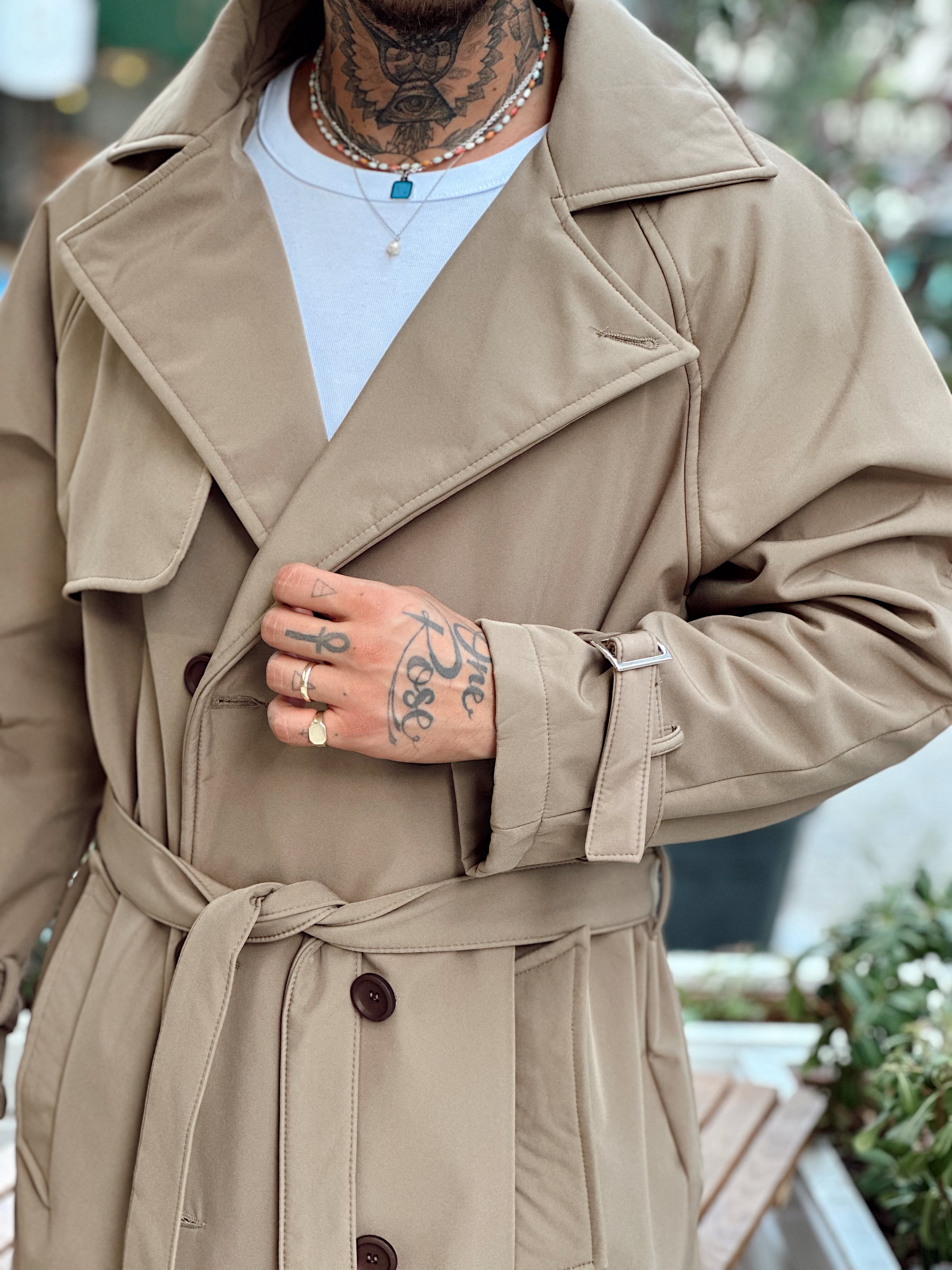 MM4068 - Giesto Oversize Kemerli Trench Coat krem