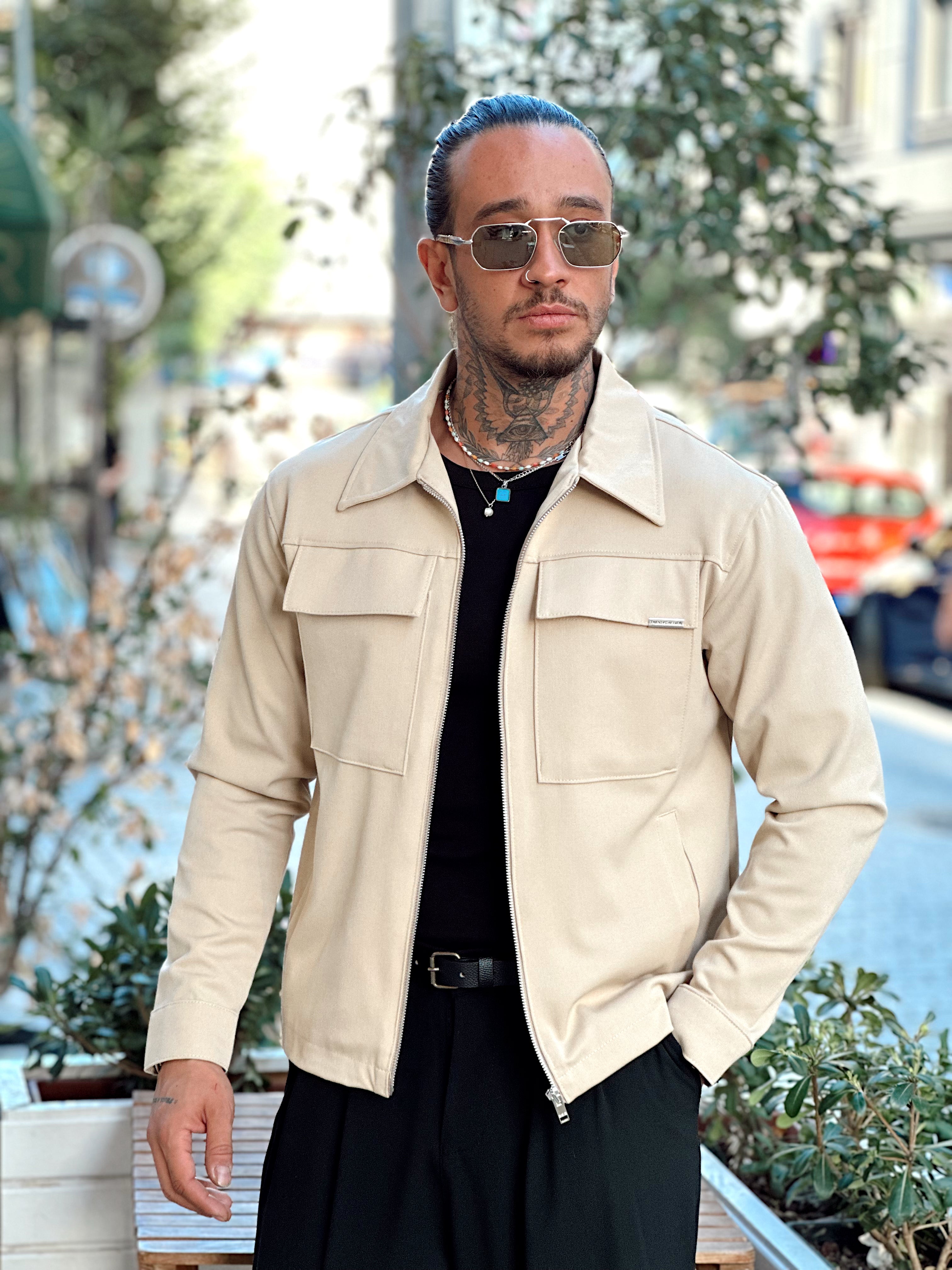 MC4033 - Çift Cepli Mevsimlik Ceket krem