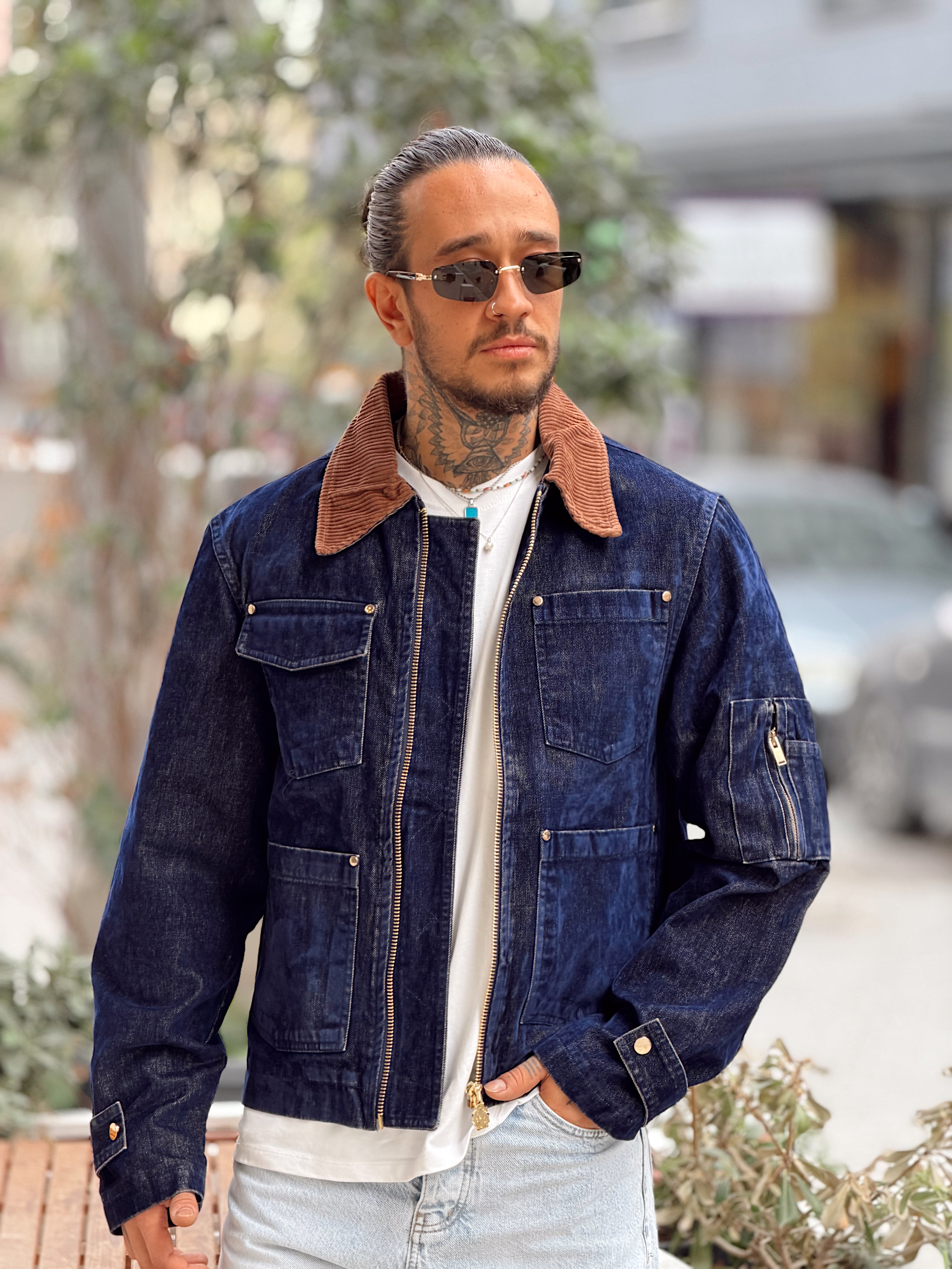 MC4107 - Giesto Çift Renk Cep Detaylı Kadife Ceket laci