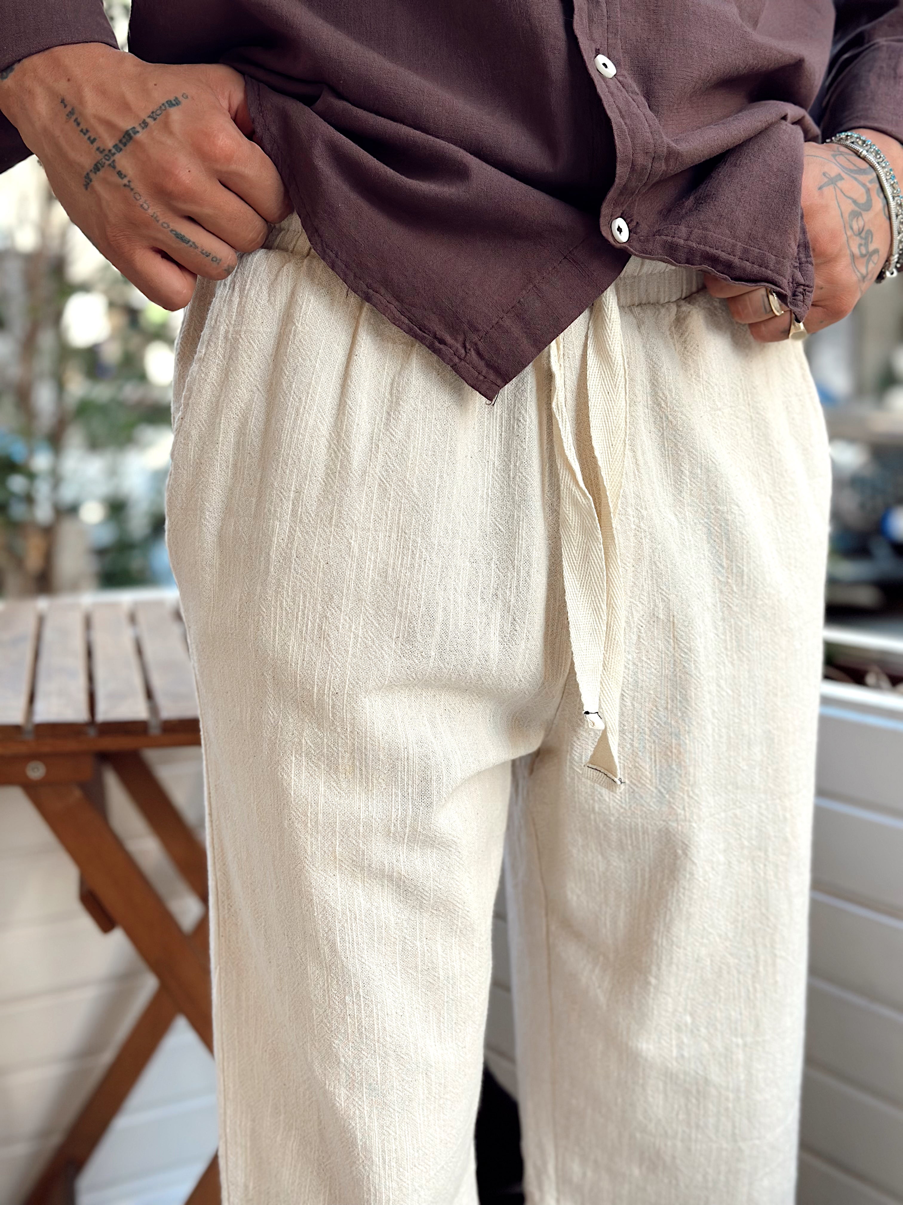 MP3240 - Baggy Keten Pantolon krem