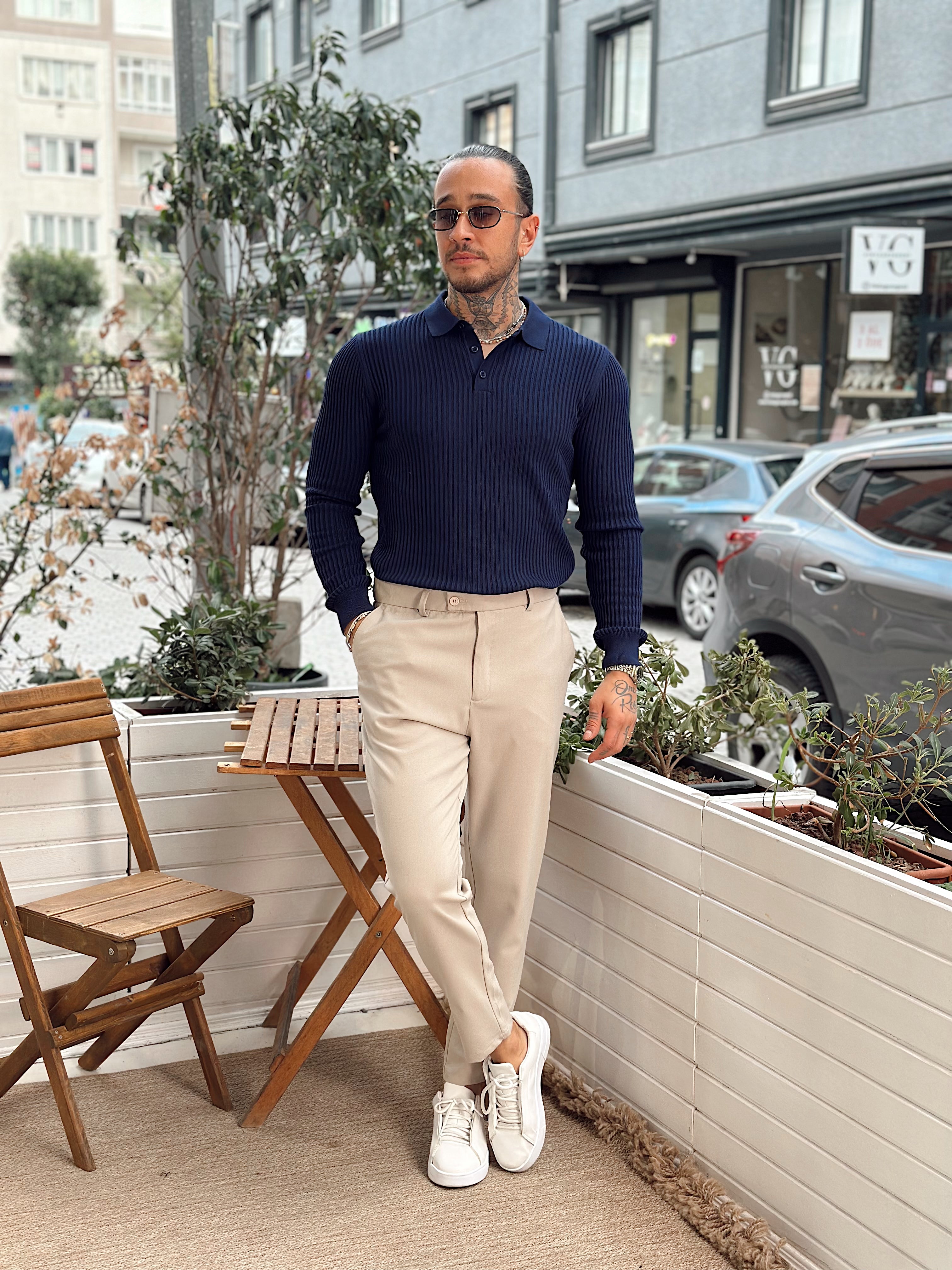 MS4082 - Giesto Fitilli Polo Yaka Sweatshirt laci