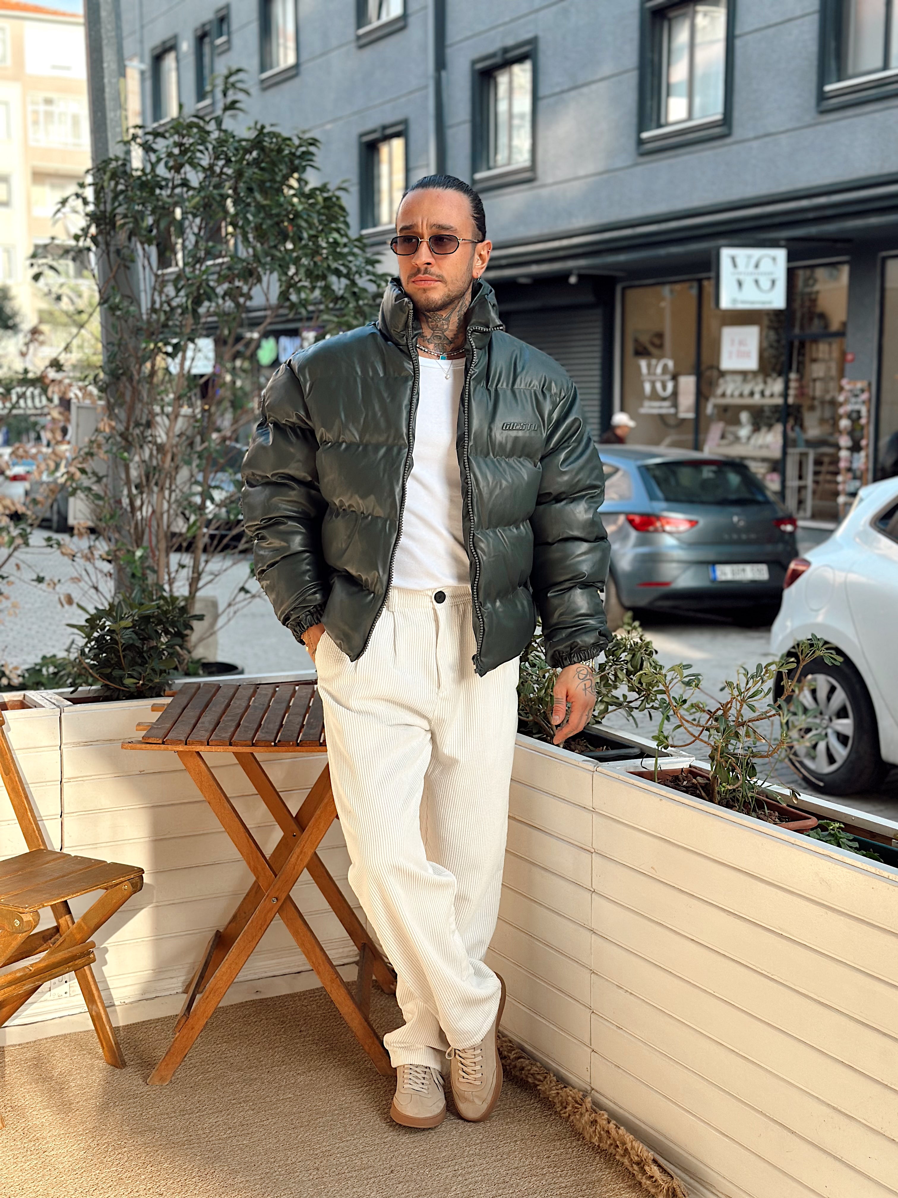 MM4086 - Giesto Oversize Deri Mont yeşil