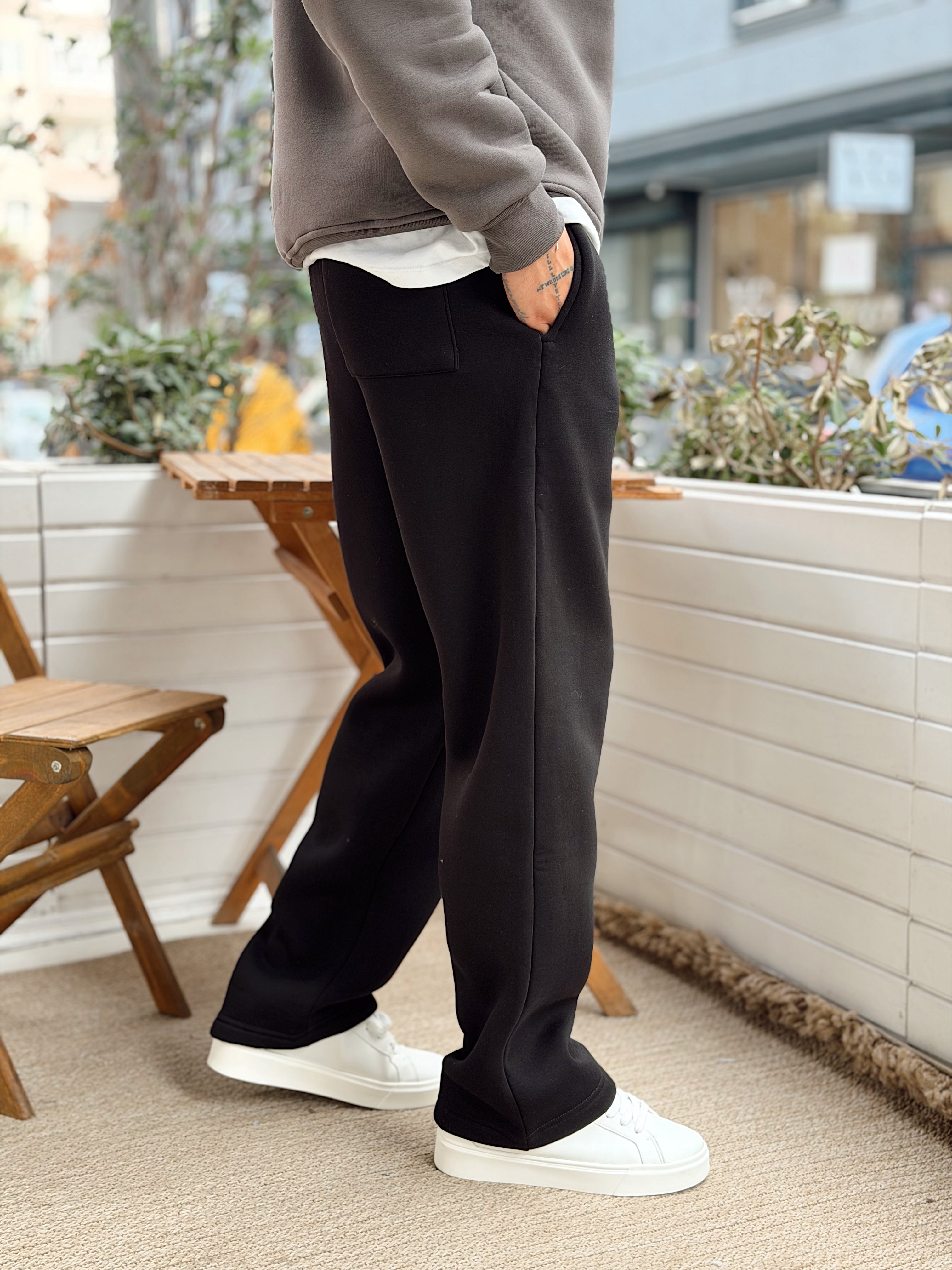 ME4110 - Basic Şardonlu Baggy Eşofman siyah