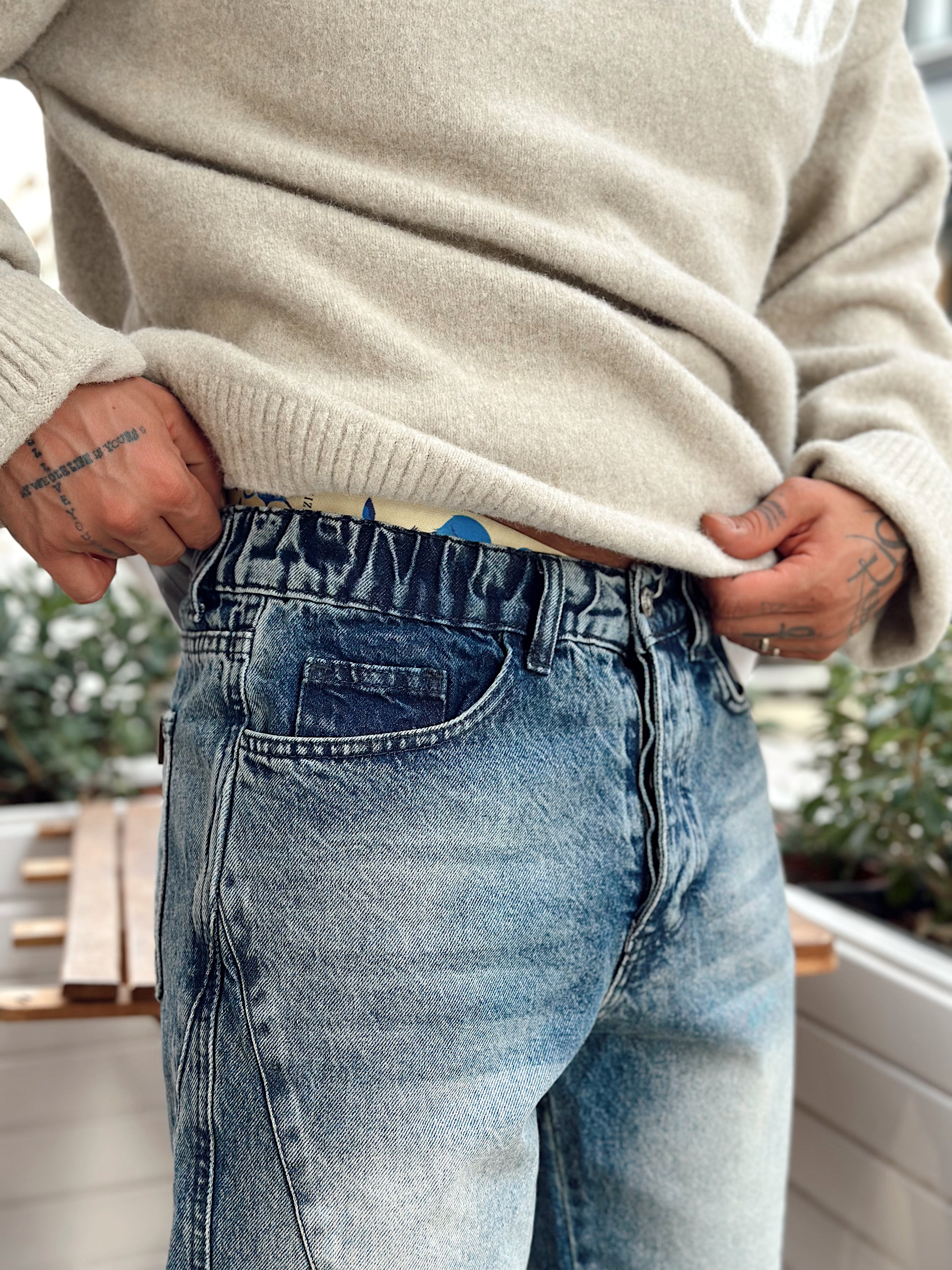 MP4013 - W11 Dikiş Detaylı Regular Kot Pantolon mavi