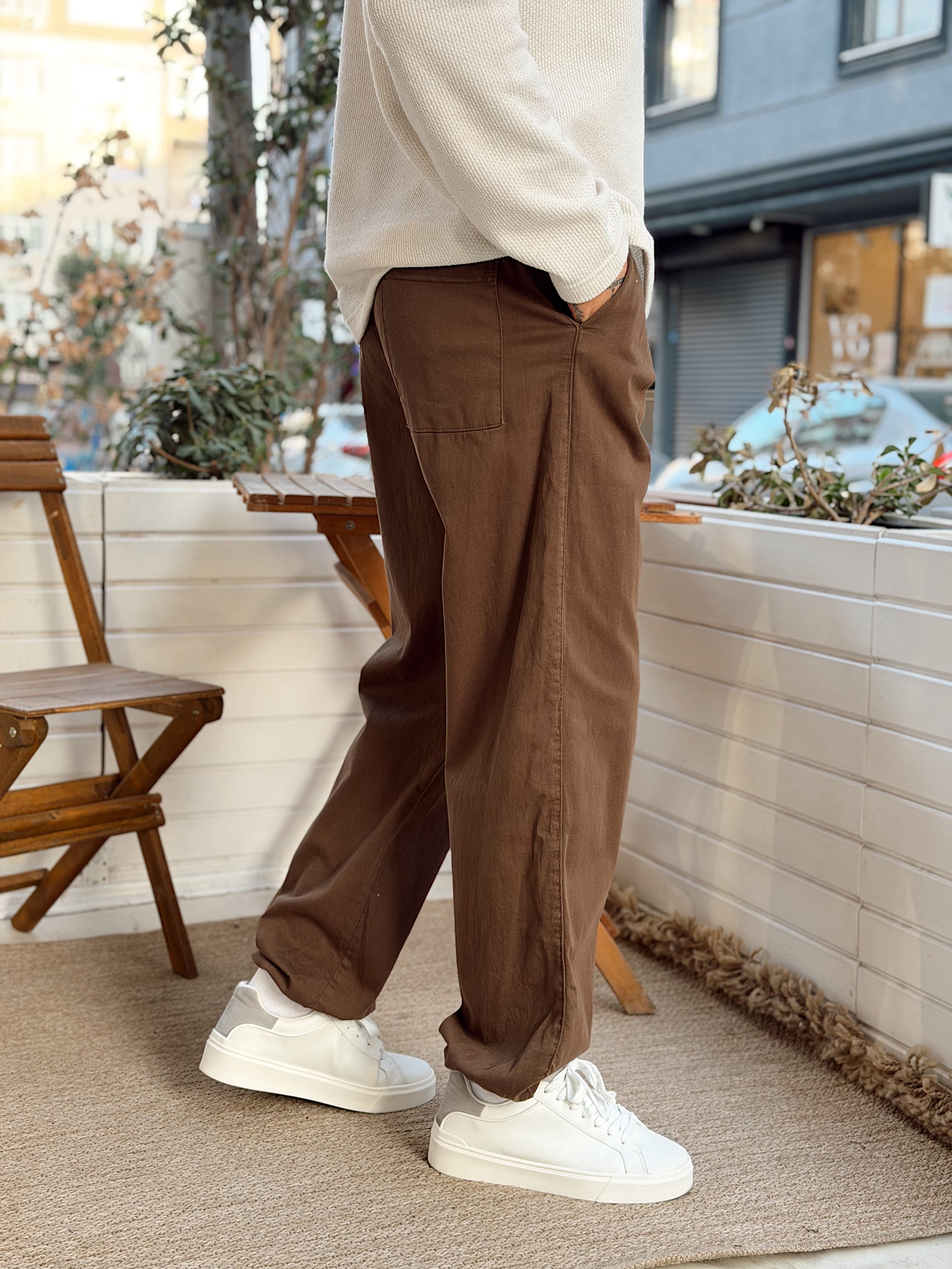 MP4124 - Paçası Ayarlanabilir Gabardin Pantolon kahve 5078