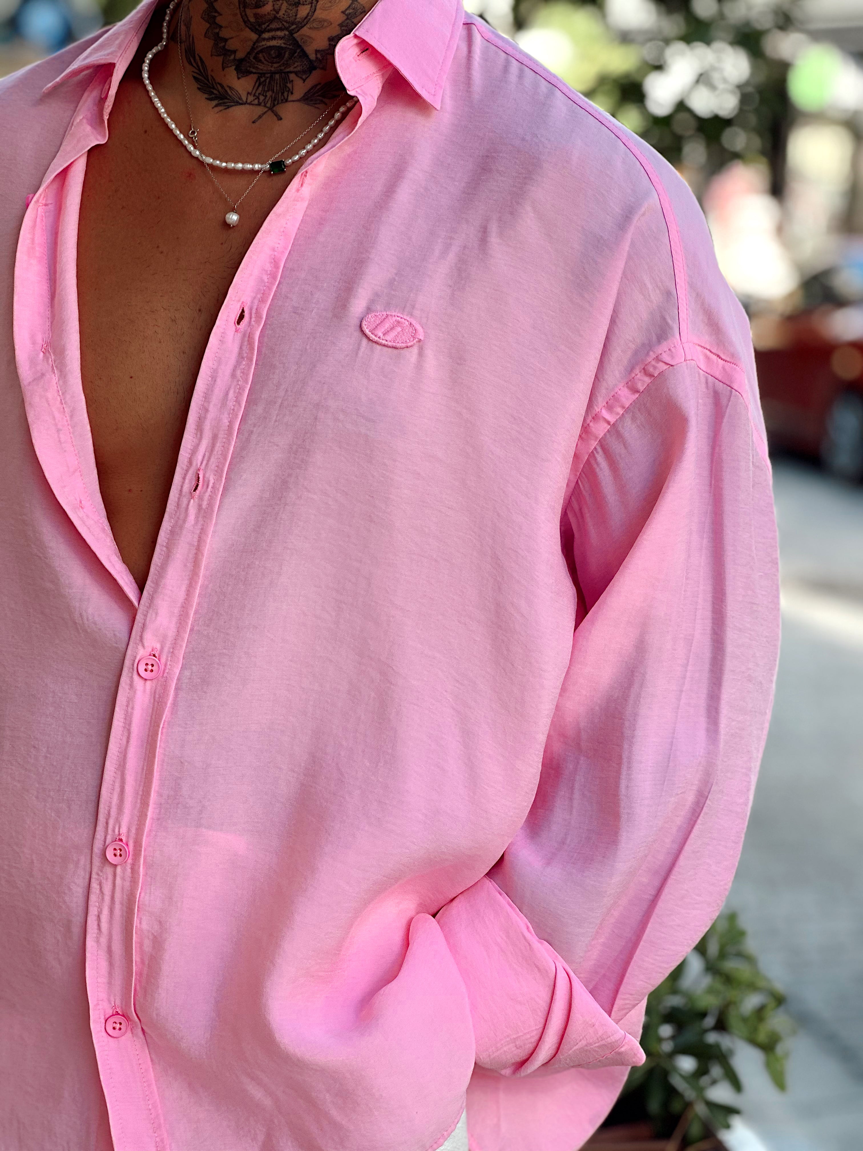 MG3106 - Oversize Modal Gömlek pembe