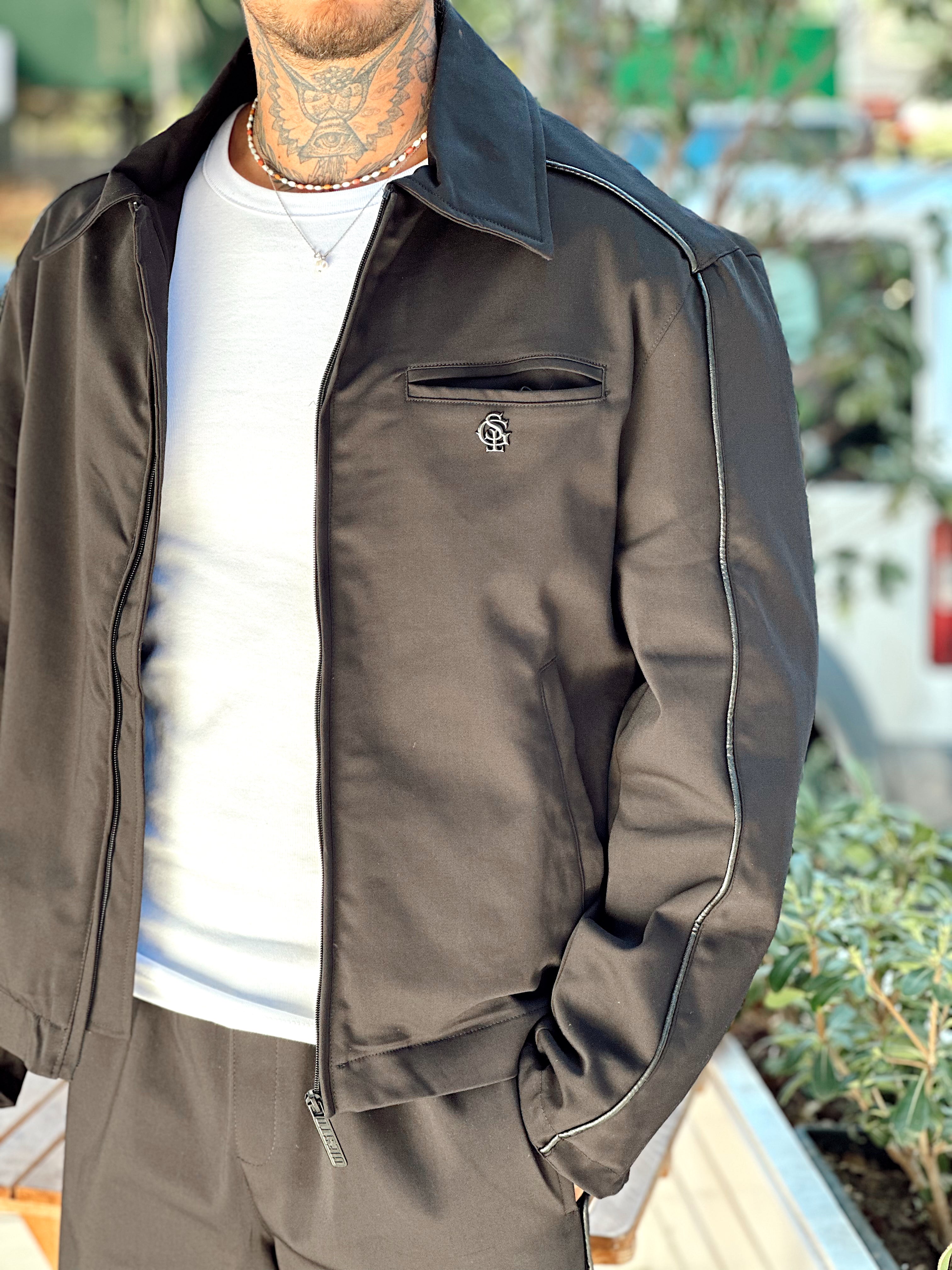 MT4011 - Biyeli Pamuk Ceket Pantolon Takım siyah