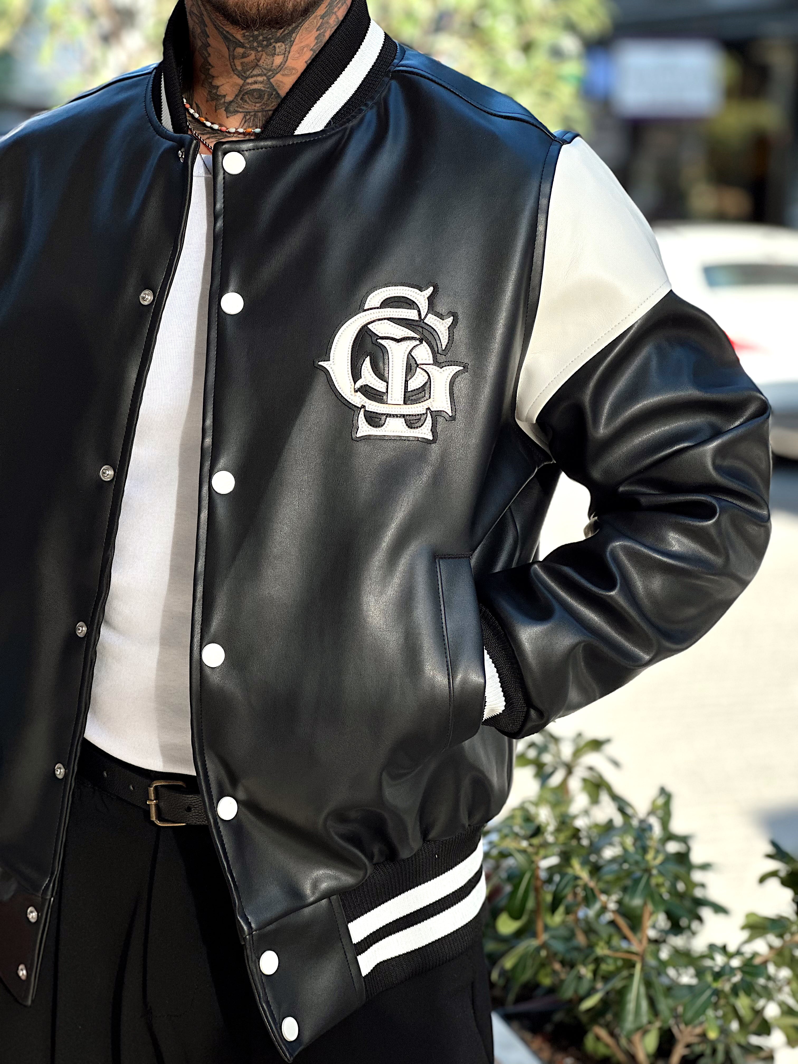 MC4051 - Deri Oversize Kolej Ceket siyah